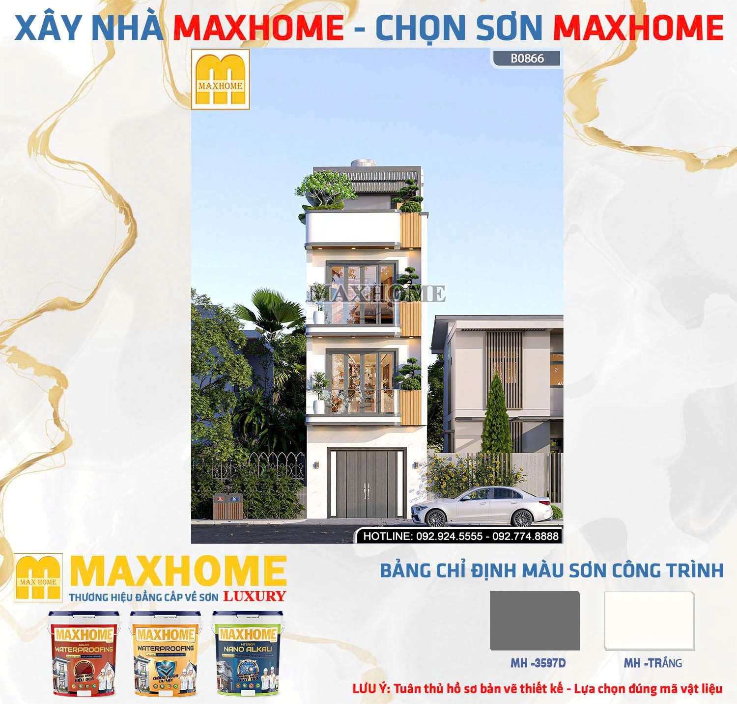 Mẫu nhà phố 3 tầng 1 tum