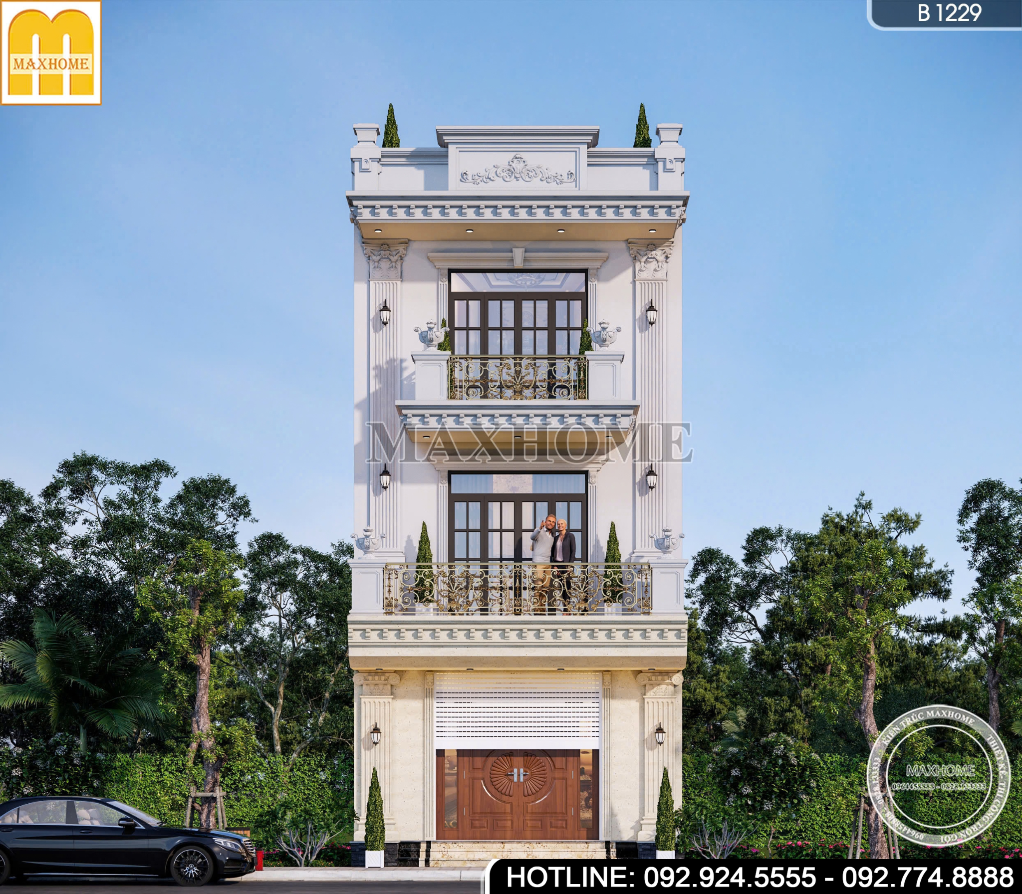 Mẫu nhà 3 tầng 1 tum tân cổ điển | MH47123