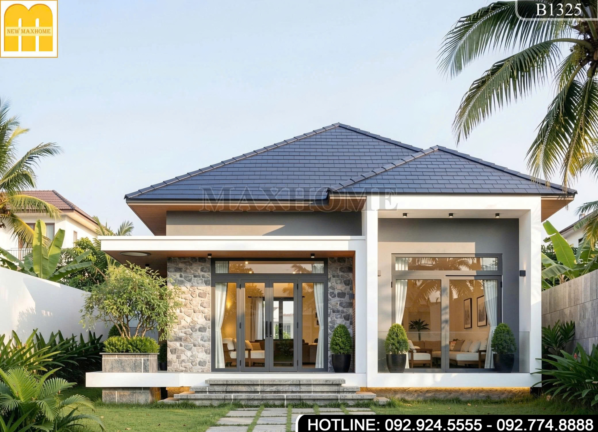 Nhà cấp 4 mái Nhật hiện đại | MH47179