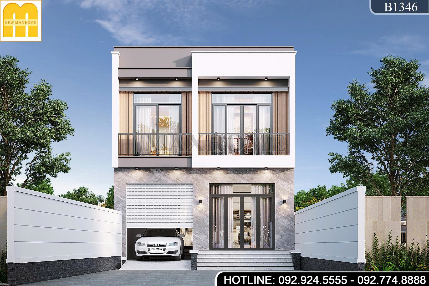 Mẫu nhà 2 tầng mái Bằng đang được ưa chuộng hiện nay