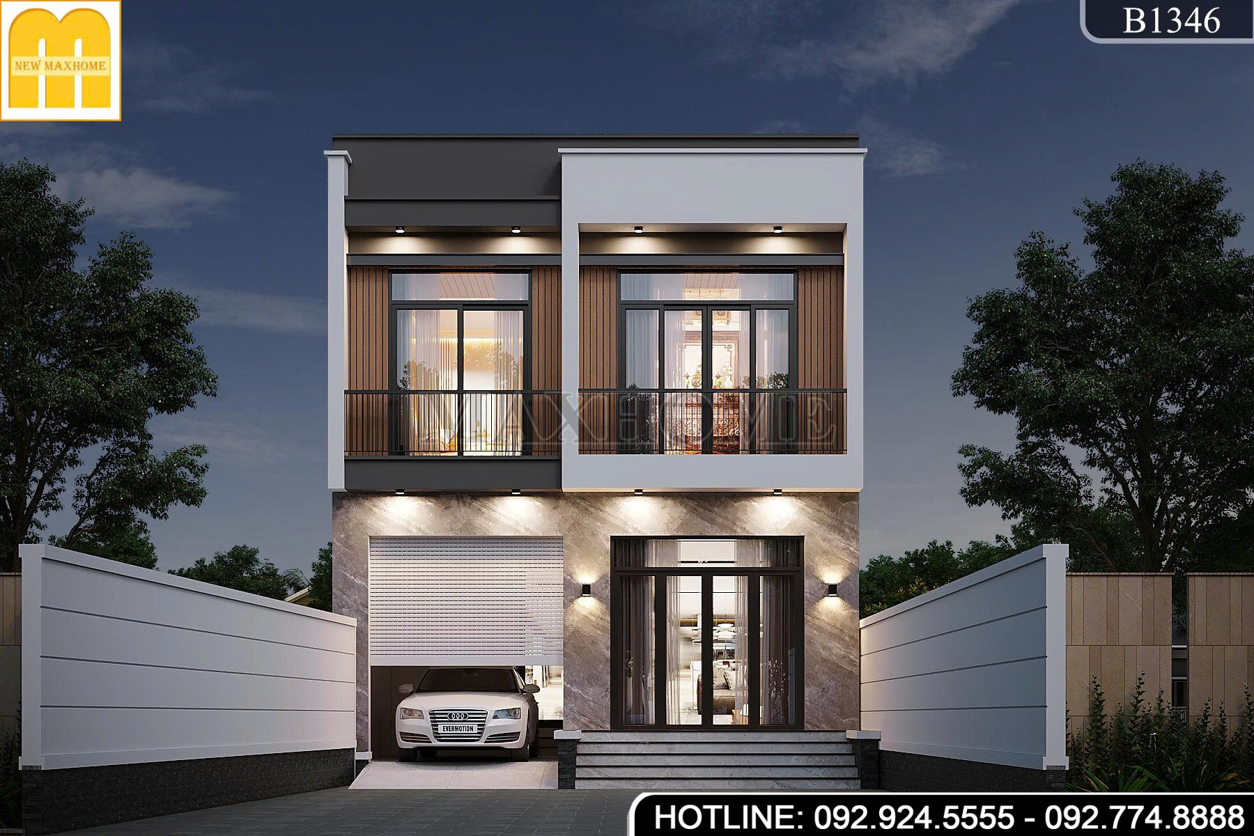 Mẫu nhà 2 tầng mái Bằng đang được ưa chuộng hiện nay