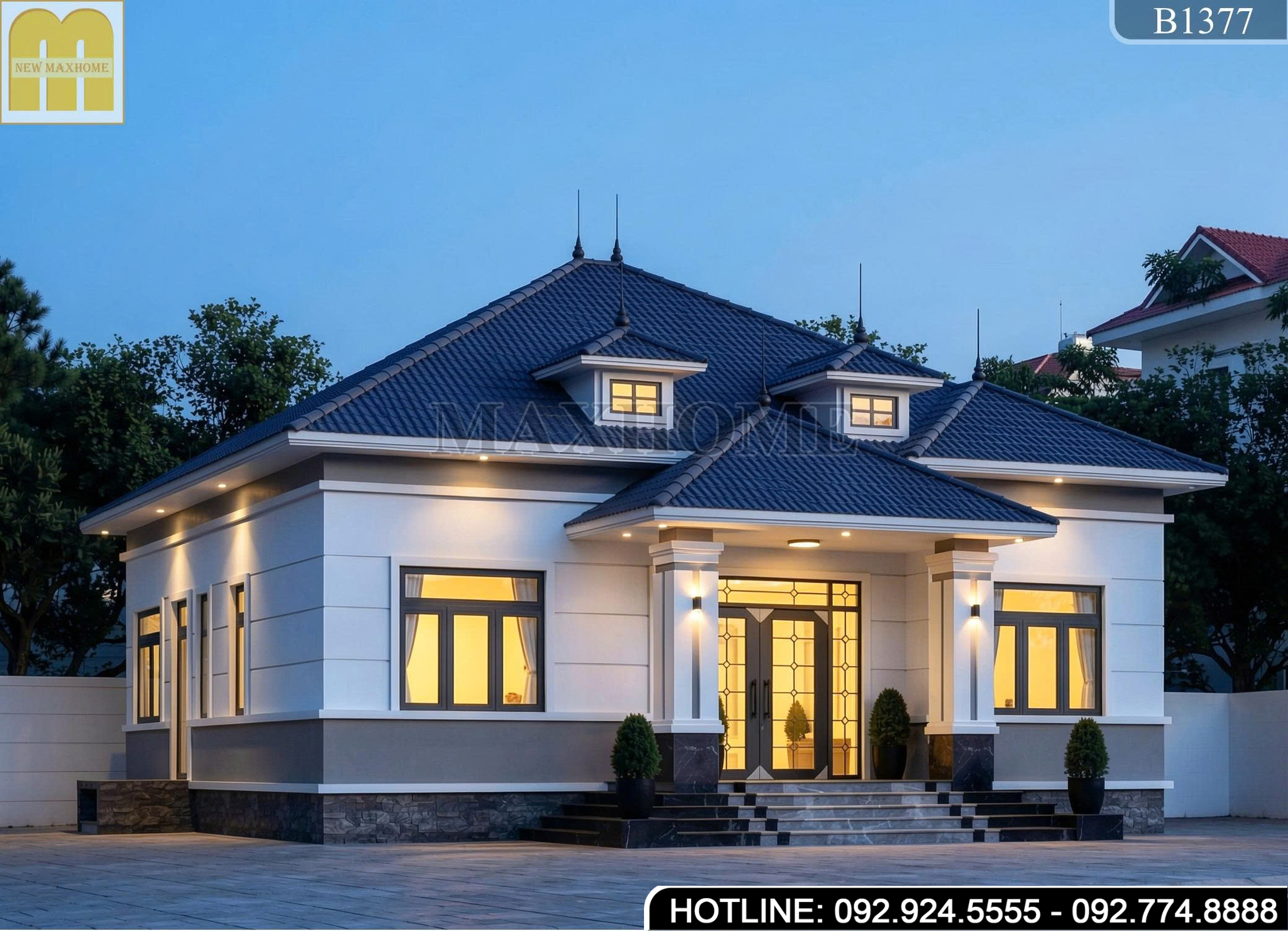 Mẫu nhà mái Nhật hiện đại, sang trọng, công năng 4 phòng ngủ | MH47198