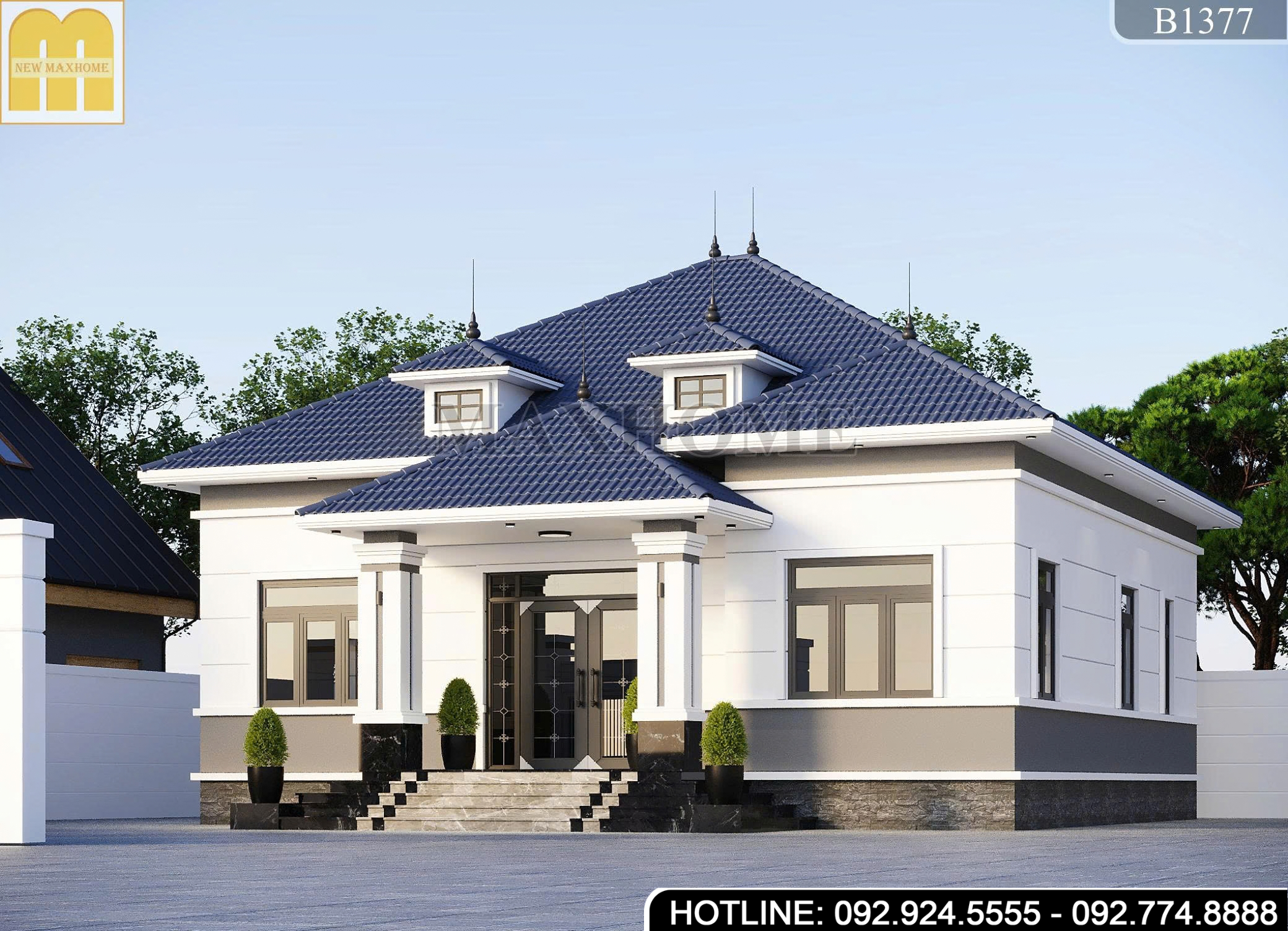 Mẫu nhà mái Nhật hiện đại, sang trọng, công năng 4 phòng ngủ | MH47198