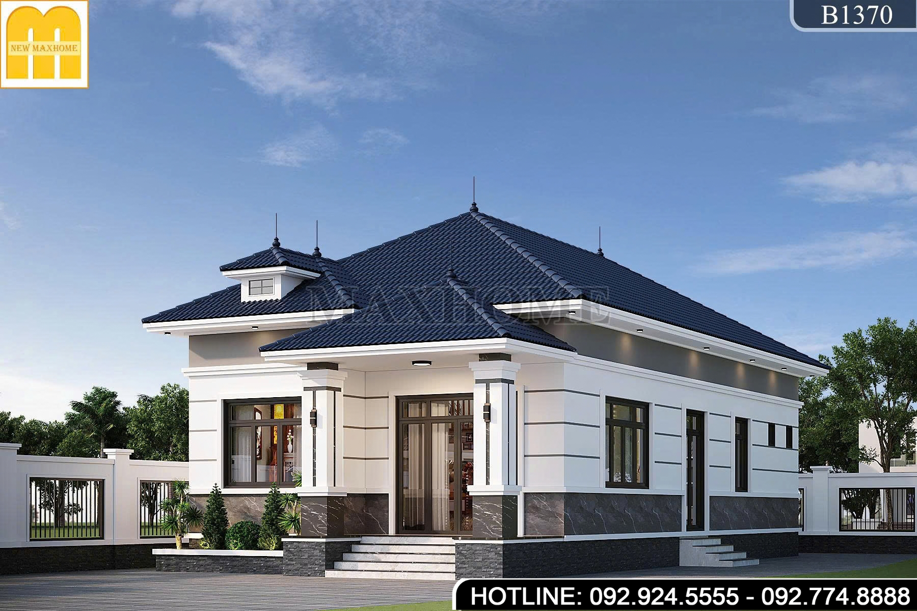 Mẫu thiết kế nhà vườn mái Nhật 3 phòng ngủ siêu đẹp | MH47121