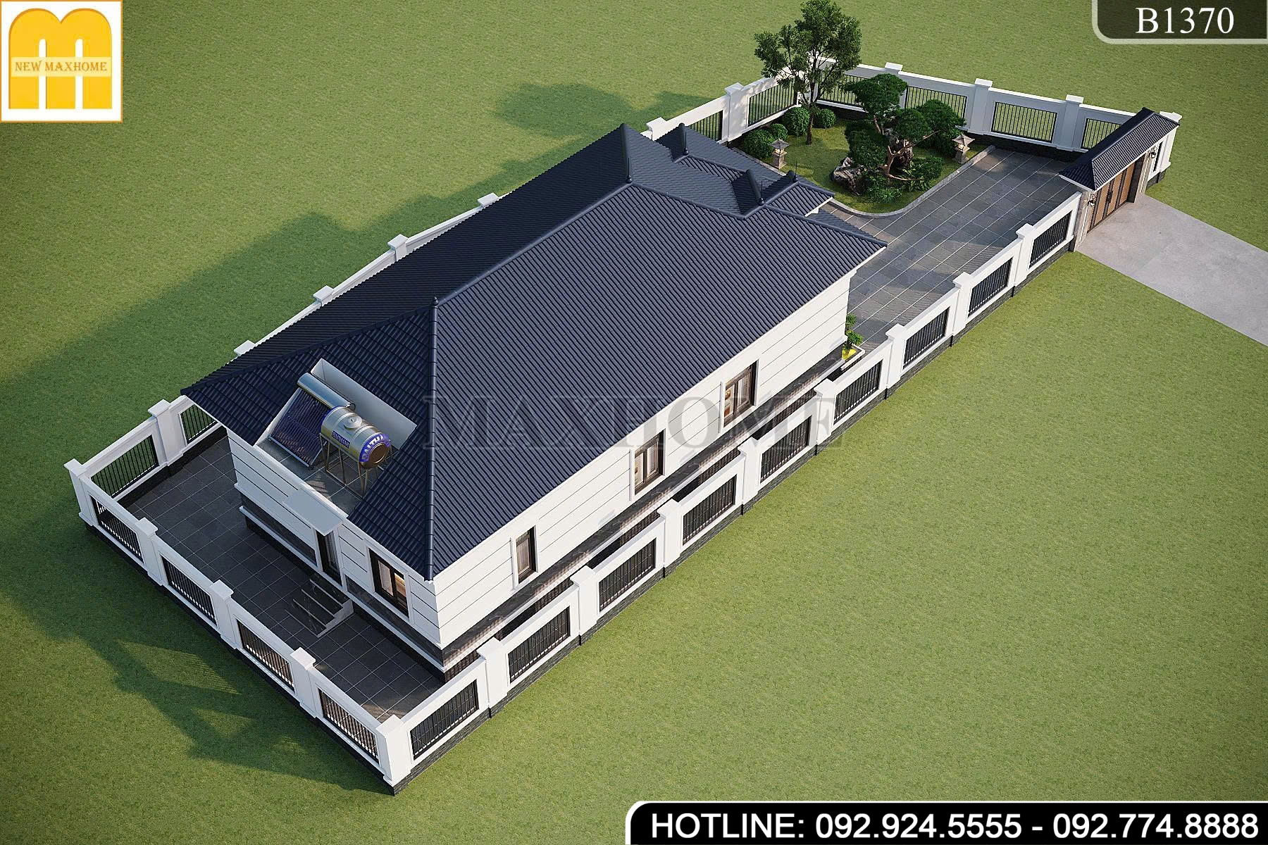 Mẫu thiết kế nhà vườn mái Nhật 3 phòng ngủ siêu đẹp | MH47121