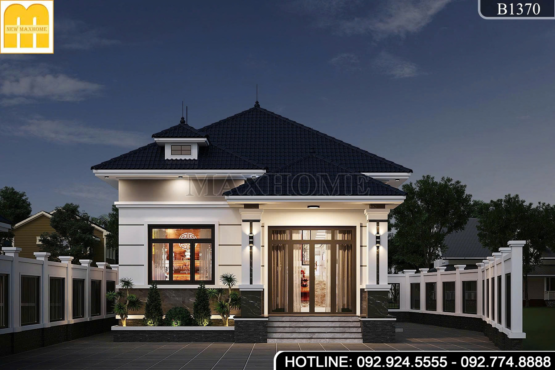 Mẫu thiết kế nhà vườn mái Nhật 3 phòng ngủ siêu đẹp | MH47121