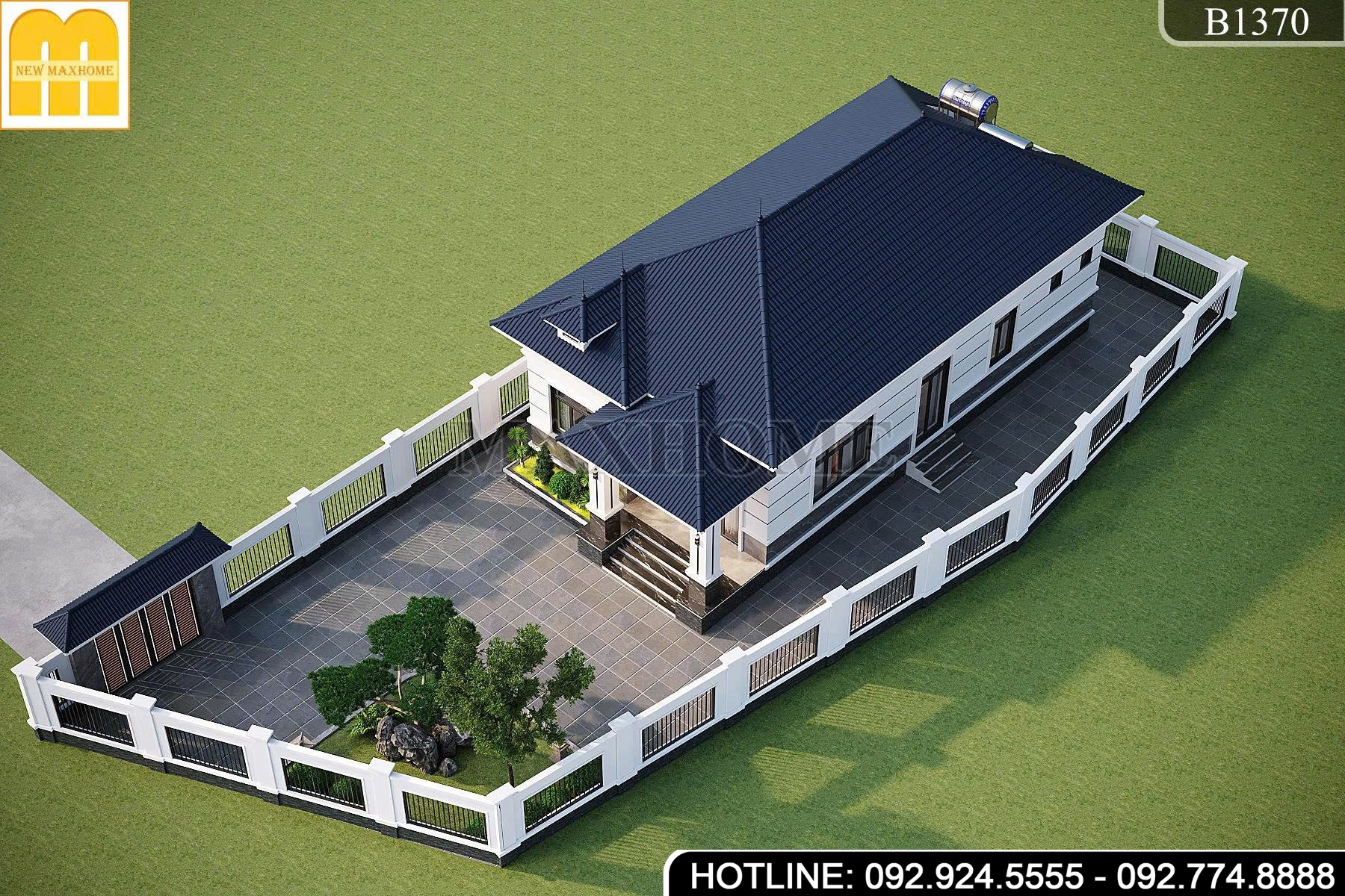 Mẫu thiết kế nhà vườn mái Nhật 3 phòng ngủ siêu đẹp | MH47121