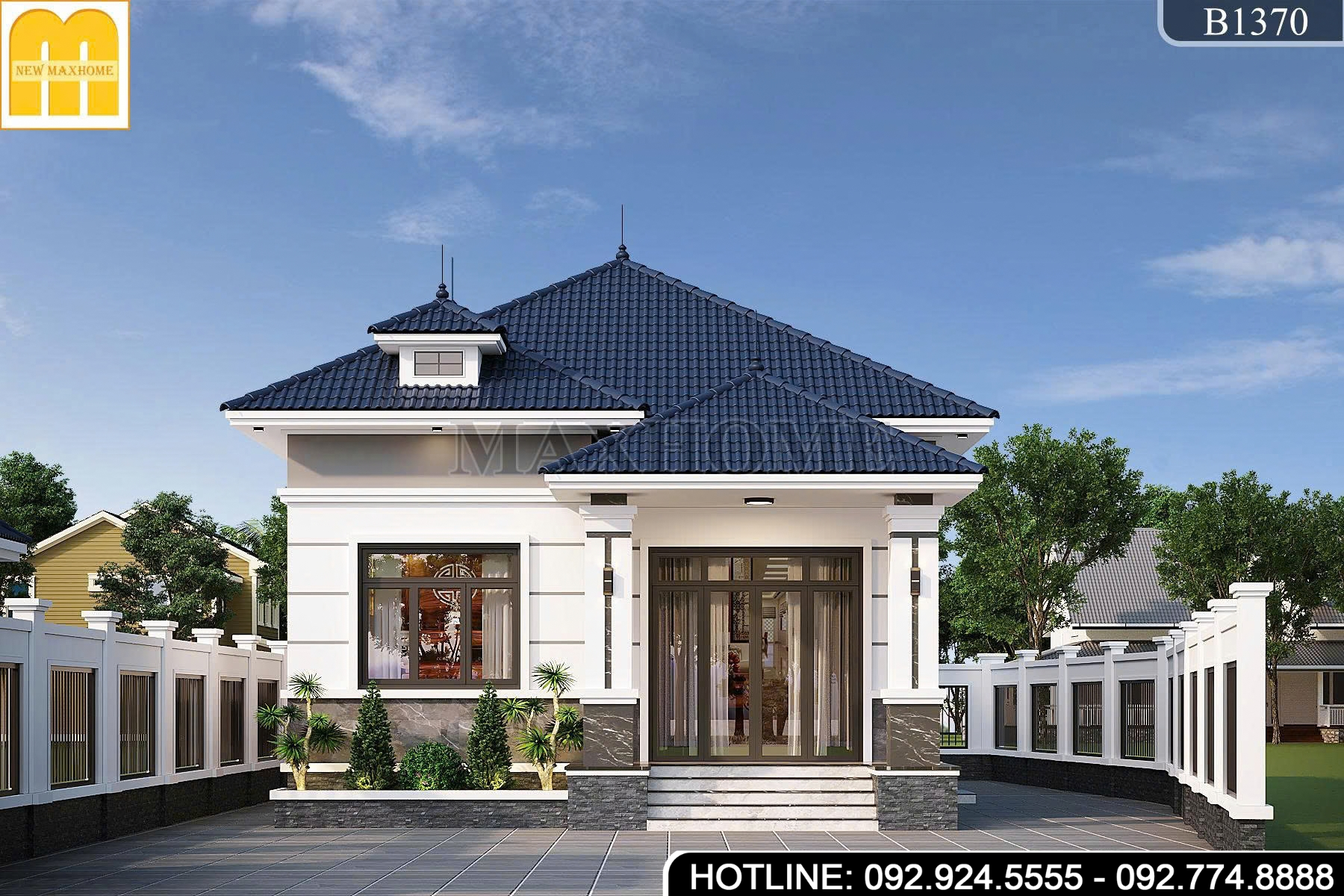Mẫu thiết kế nhà vườn mái Nhật 3 phòng ngủ siêu đẹp | MH47121