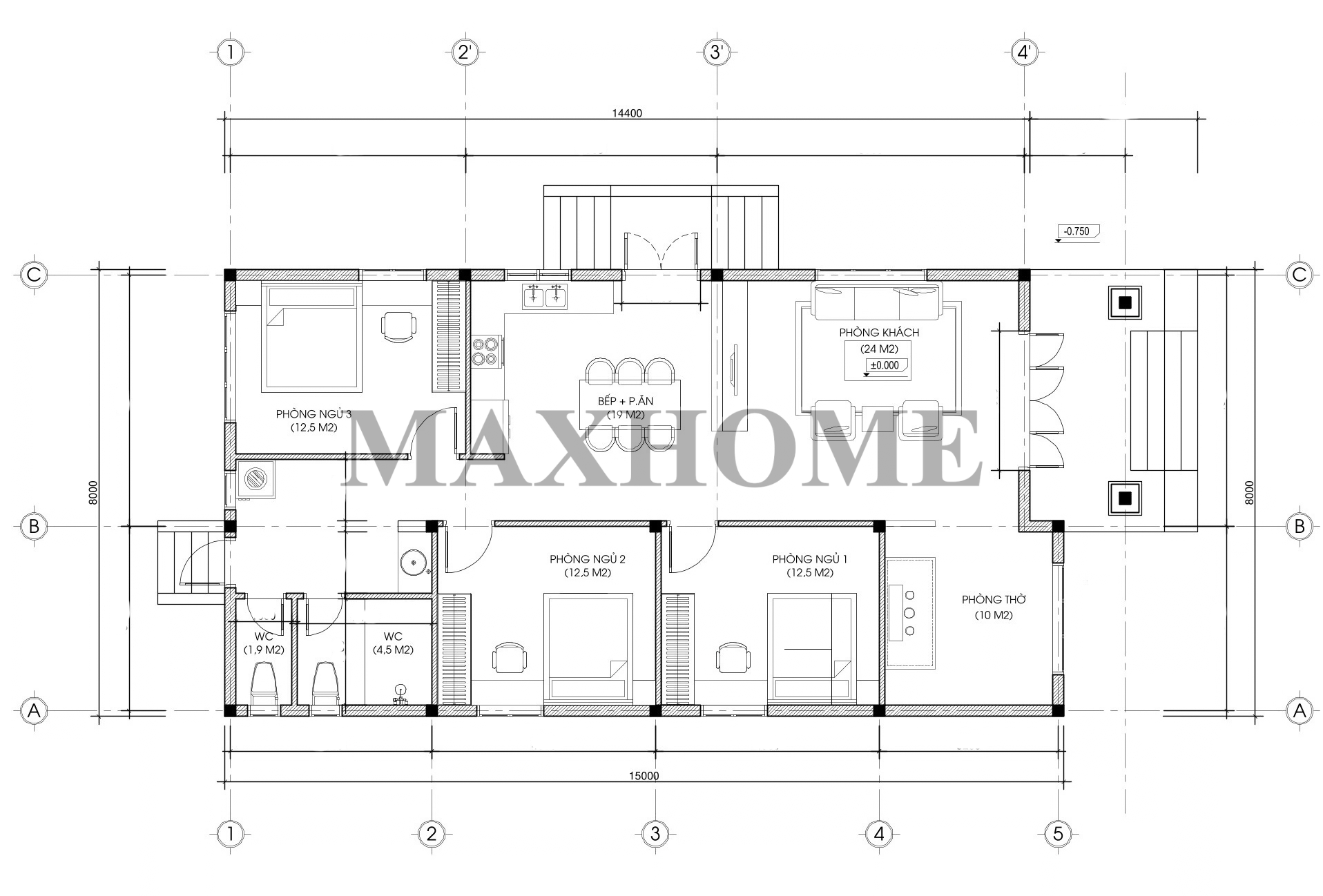 Nhà vườn 1 tầng công năng 3 phòng ngủ đẹp mê | MH47153