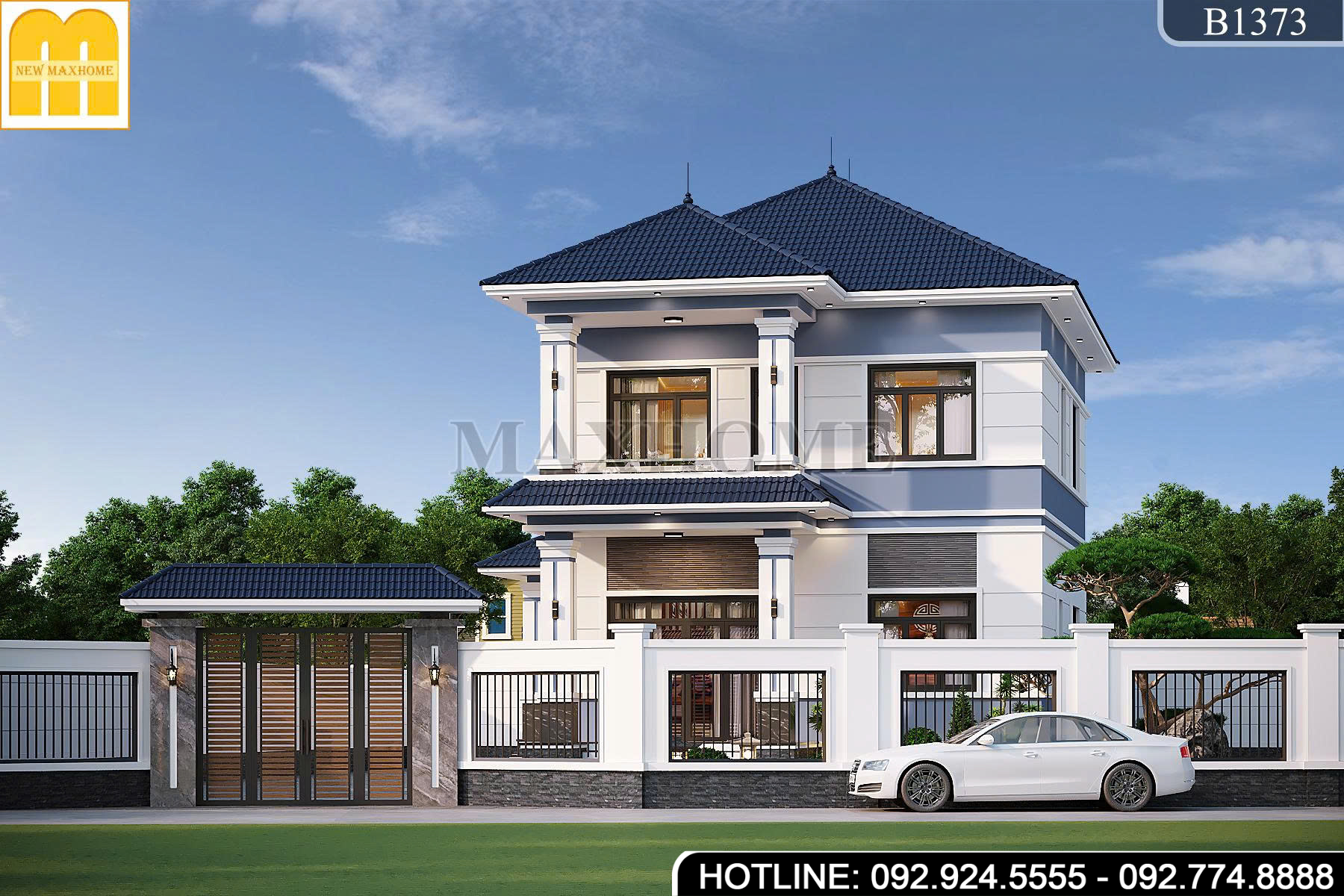 Thiết kế nhà 2 tầng mái Nhật hiện đại với công năng 4 phòng ngủ