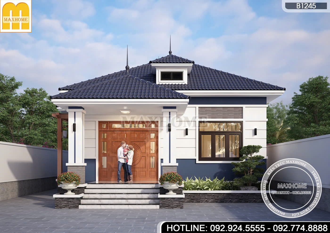 Thiết kế nhà vườn mái Nhật cấp 4 hiện đại, công năng tiện nghi | MH47065