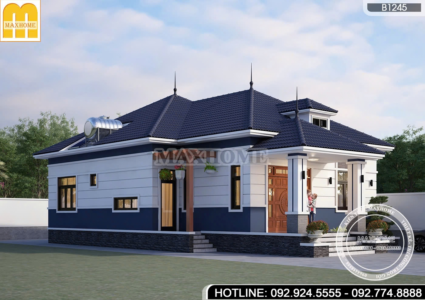 Thiết kế nhà vườn mái Nhật cấp 4 hiện đại, công năng tiện nghi | MH47065