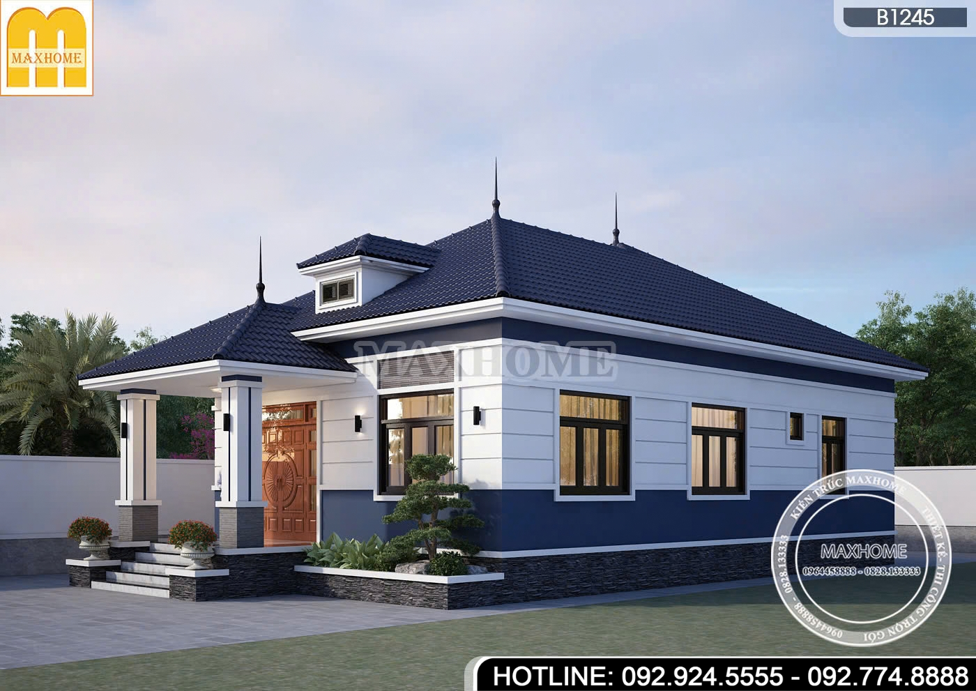 Thiết kế nhà vườn mái Nhật cấp 4 hiện đại, công năng tiện nghi | MH47065
