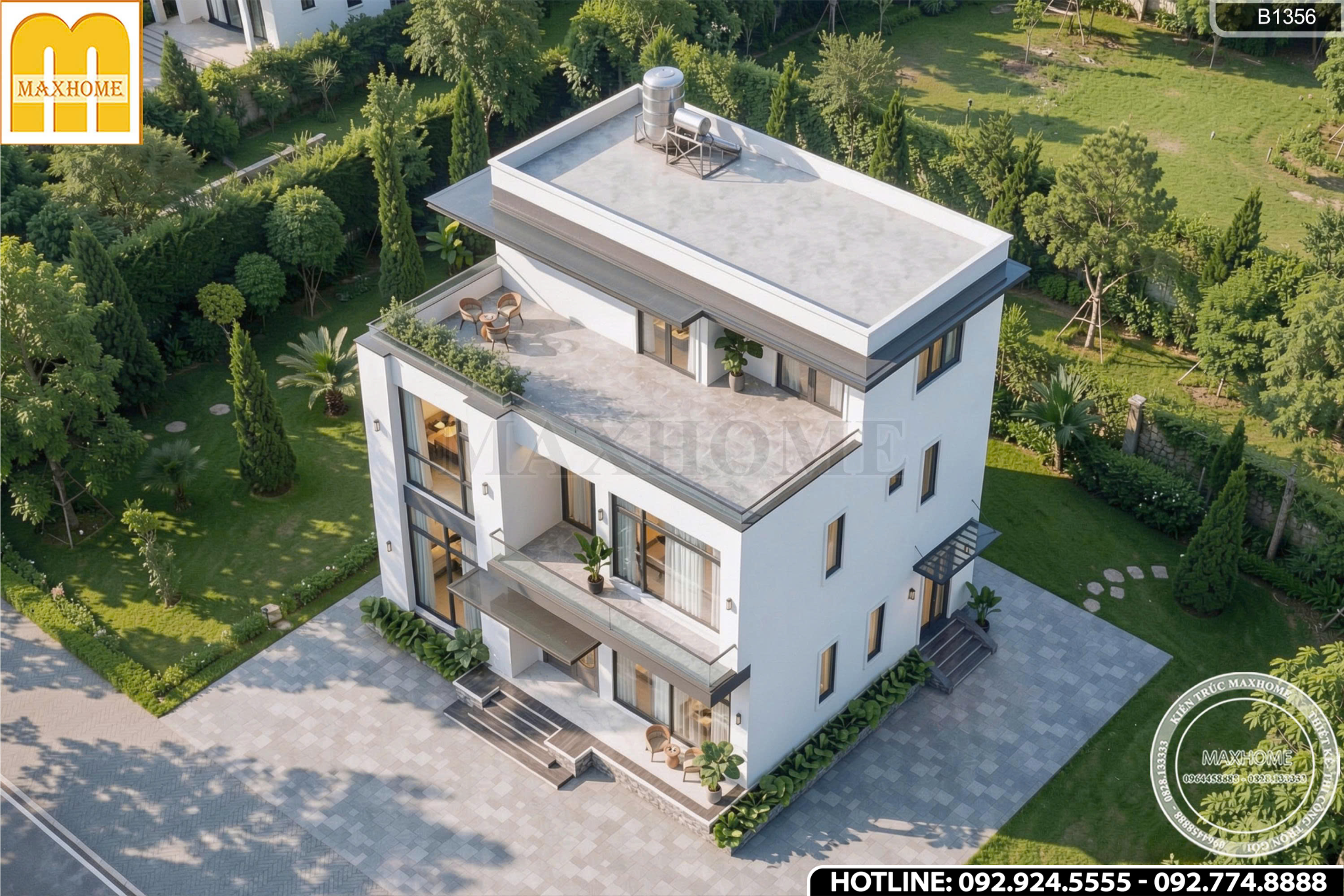 bản vẽ nhà hiện đại 3 tầng sang trọng 