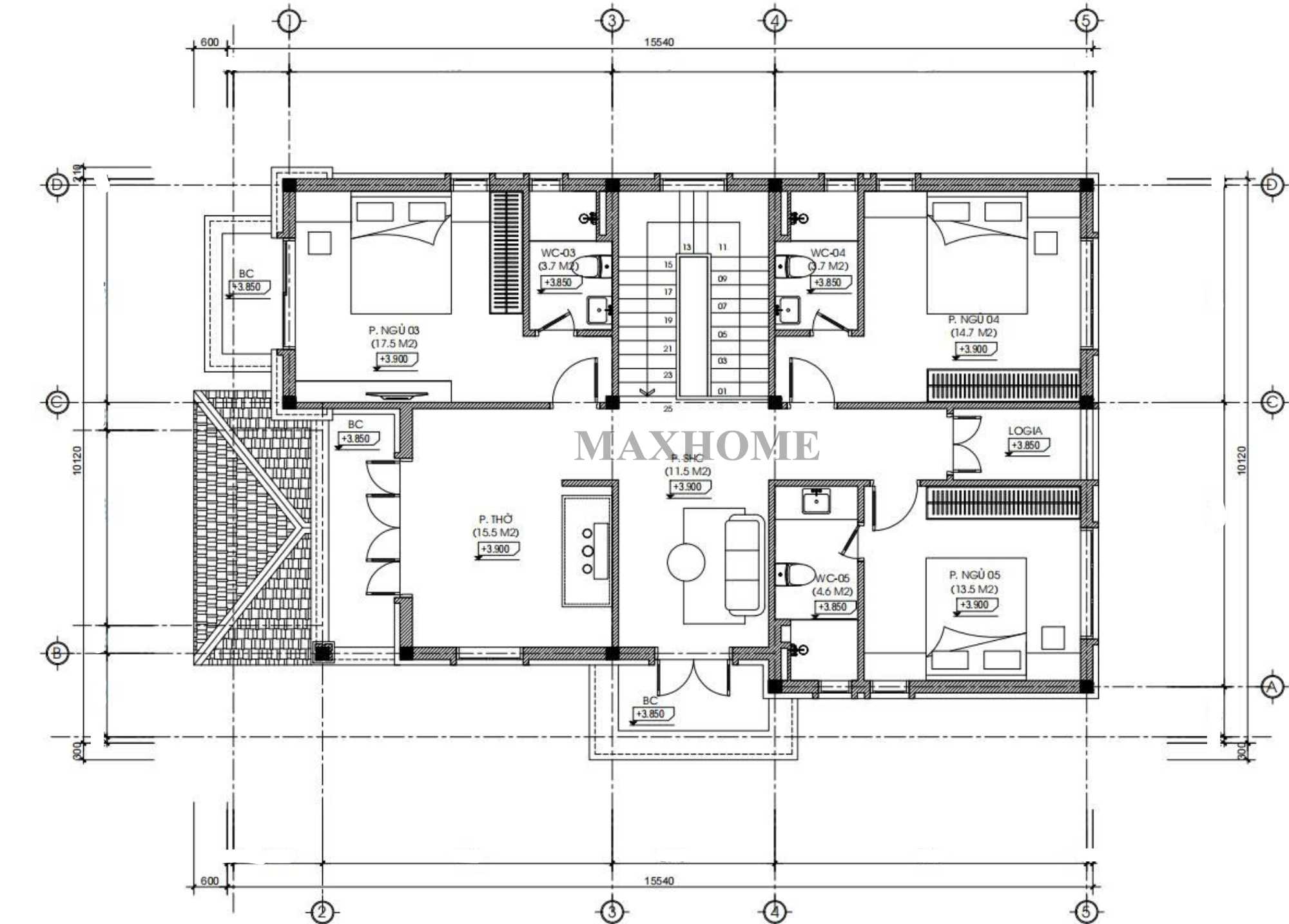 Mặt bằng công năng sử dụng tầng 2