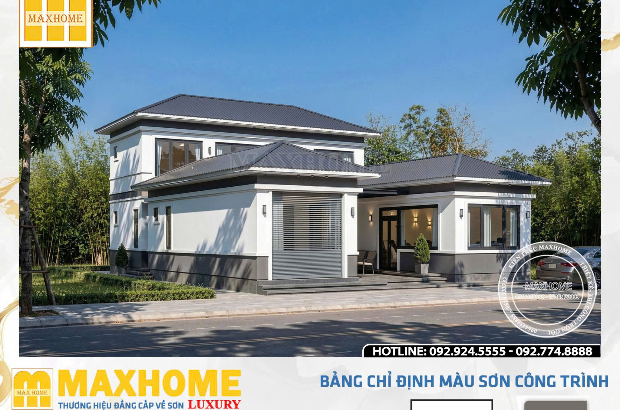 Mẫu nhà Tam Hợp Viện 2 tầng hiện đại - MH46904