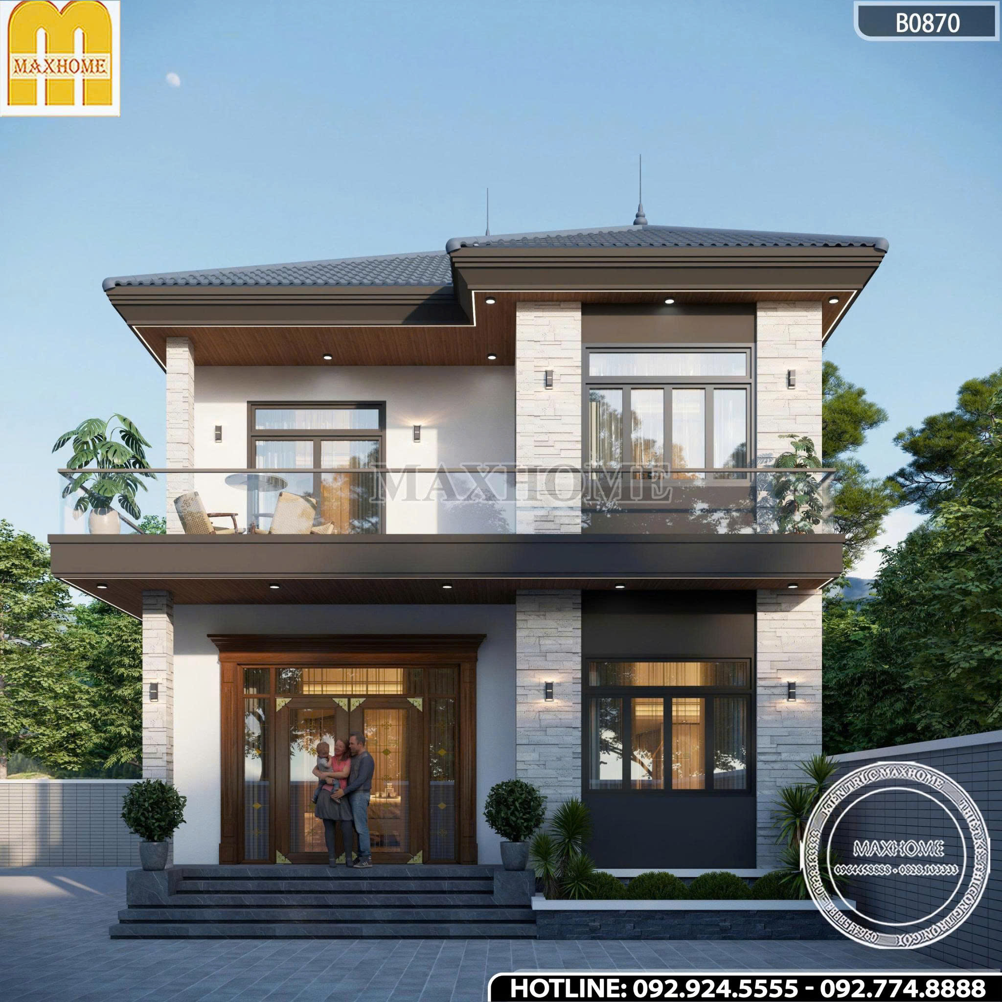 Mẫu Nhà 2 Tầng Mái Nhật - MH46993