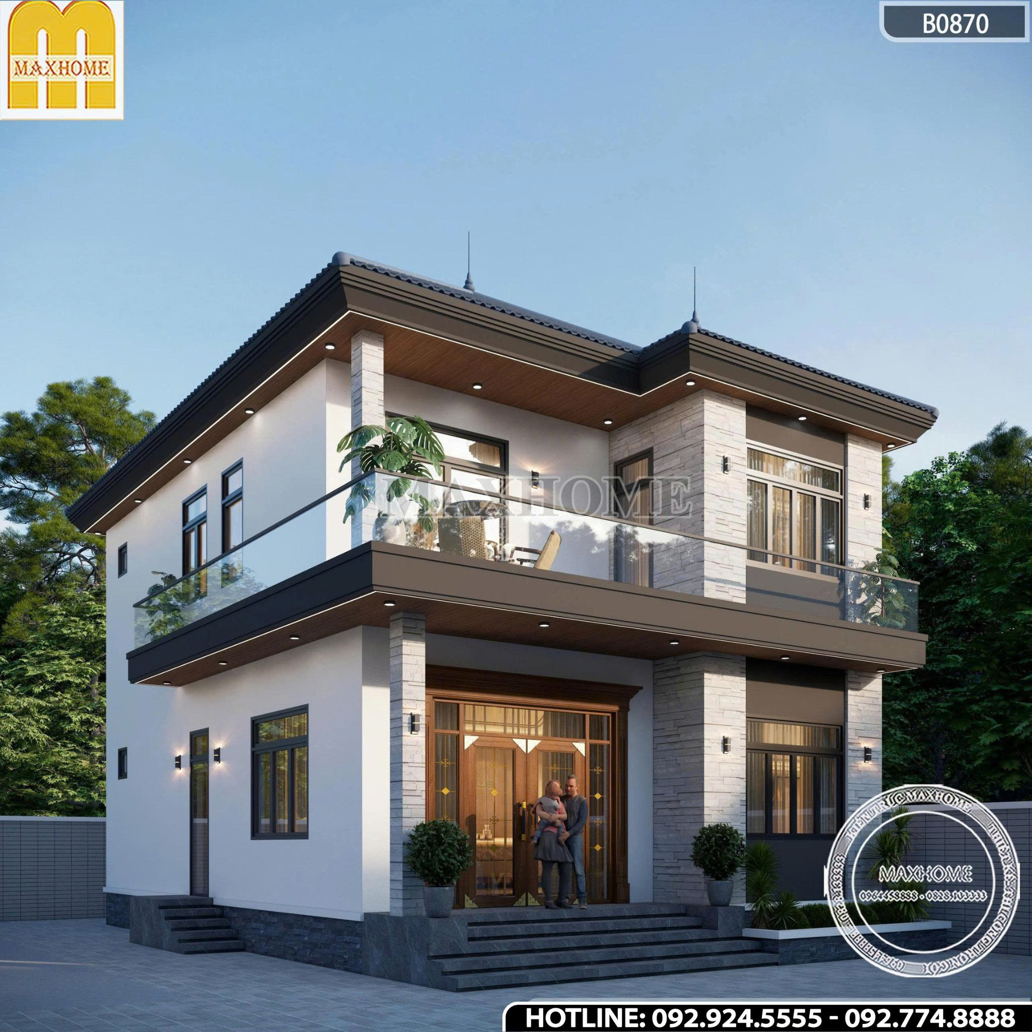 Mẫu Nhà 2 Tầng Mái Nhật - MH46993