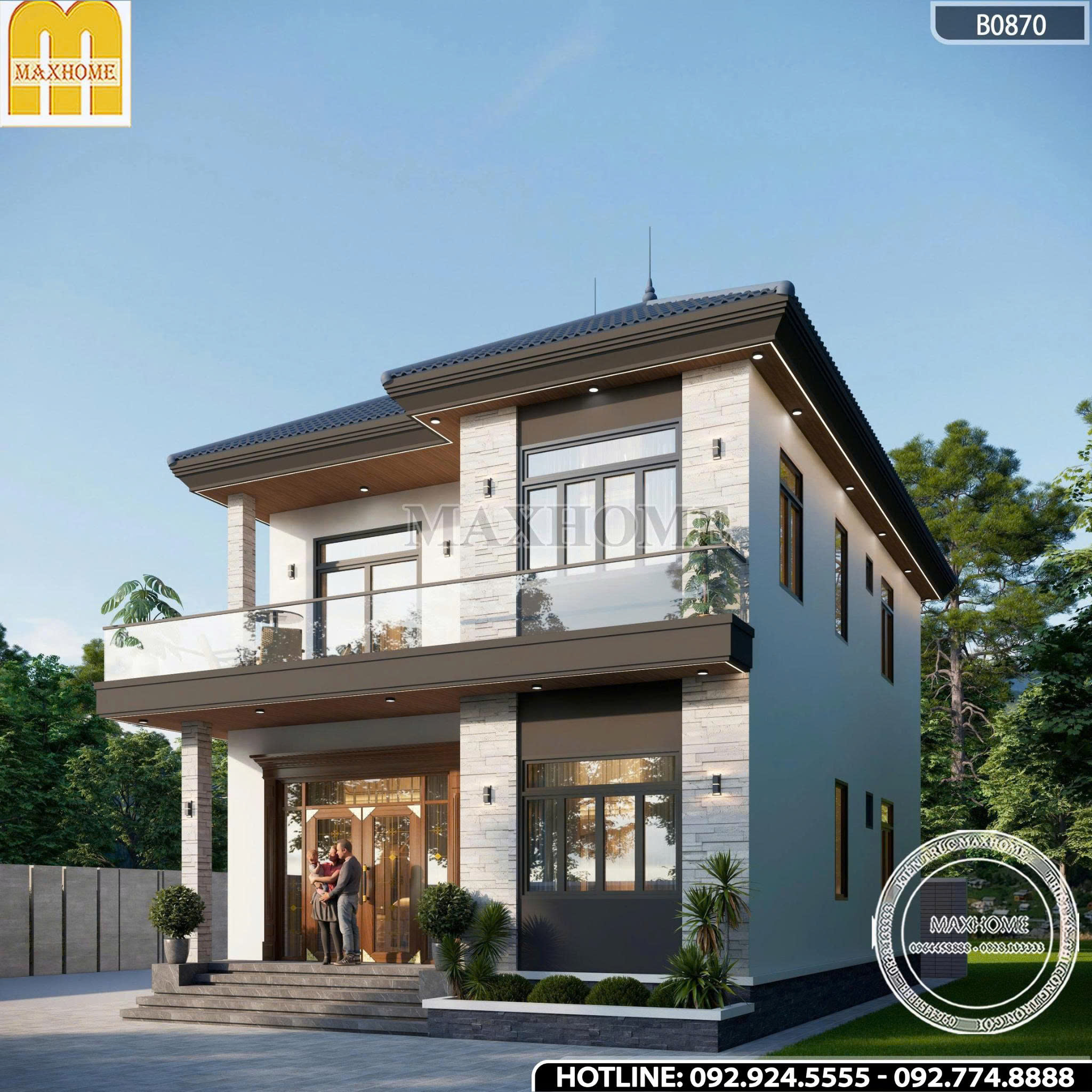 Mẫu Nhà 2 Tầng Mái Nhật - MH46993