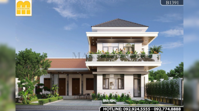 Mẫu nhà 2 tầng mái Nhật đơn giản