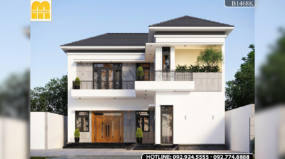 Nhà 2 tầng mái Nhật chữ L