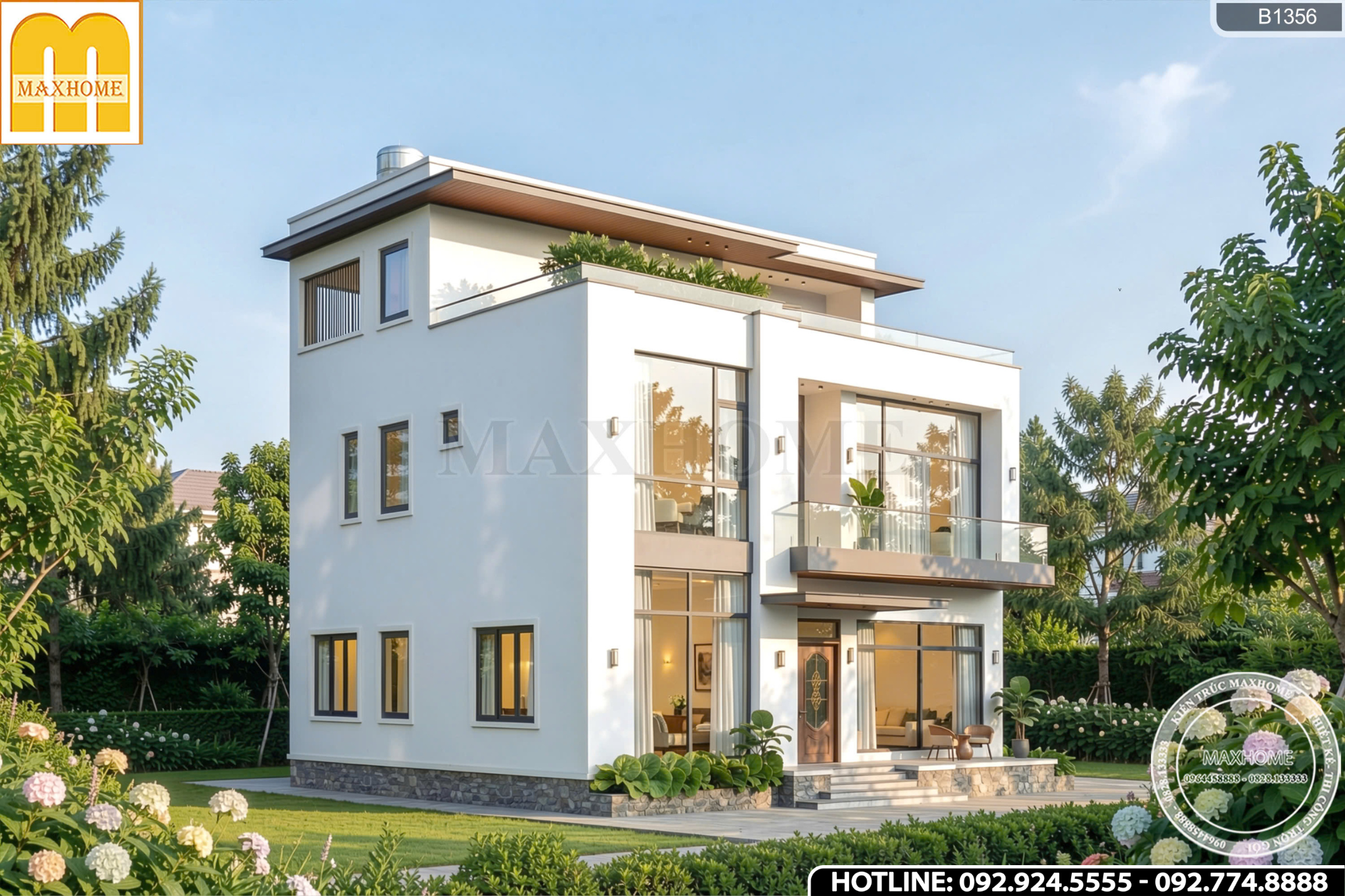 bản vẽ nhà hiện đại 3 tầng sang trọng 
