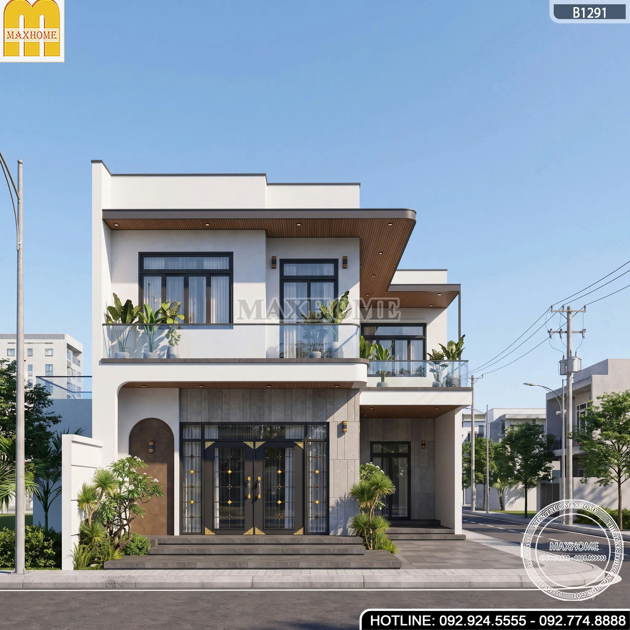 Nhà phố 2 tầng chữ L hiện dại 4 phòng ngủ | MH47140