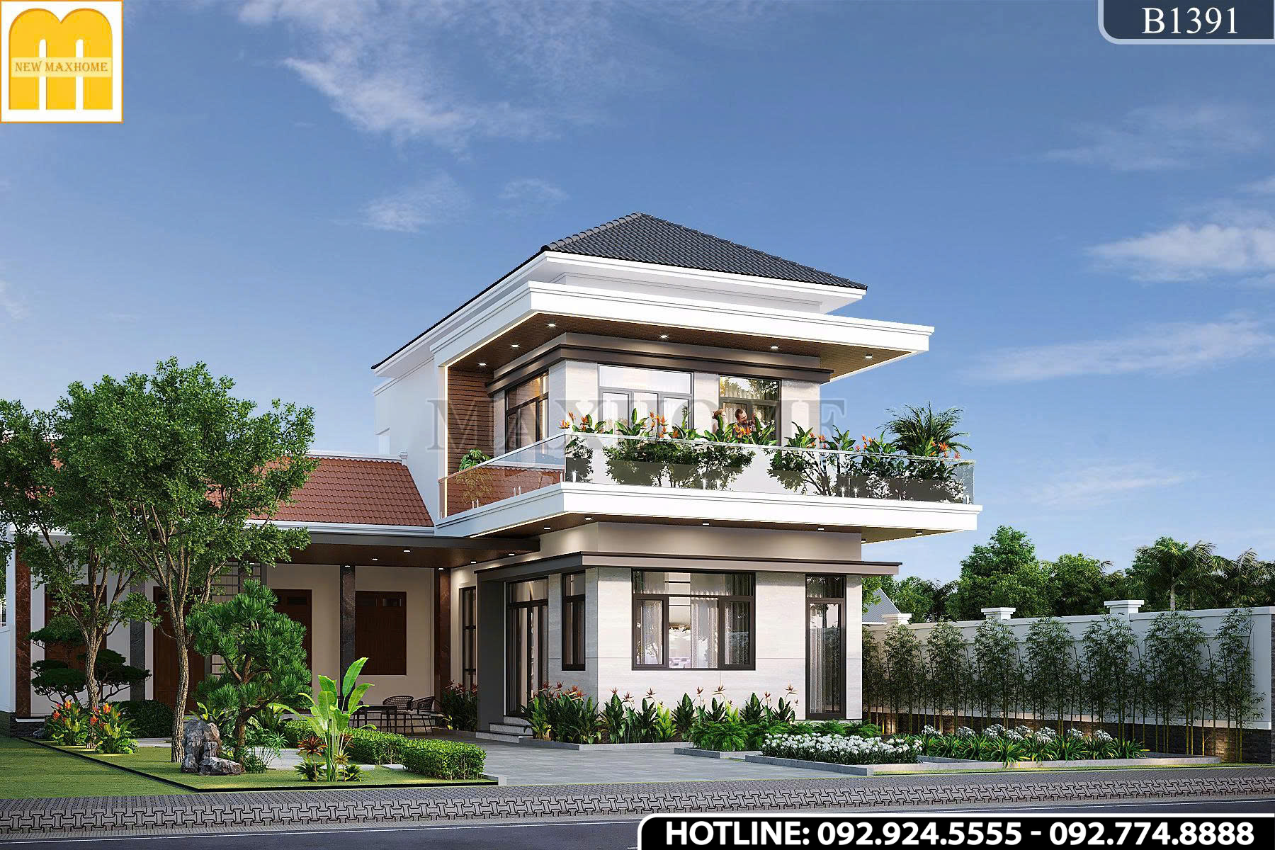Mẫu nhà 2 tầng mái Nhật đơn giản
