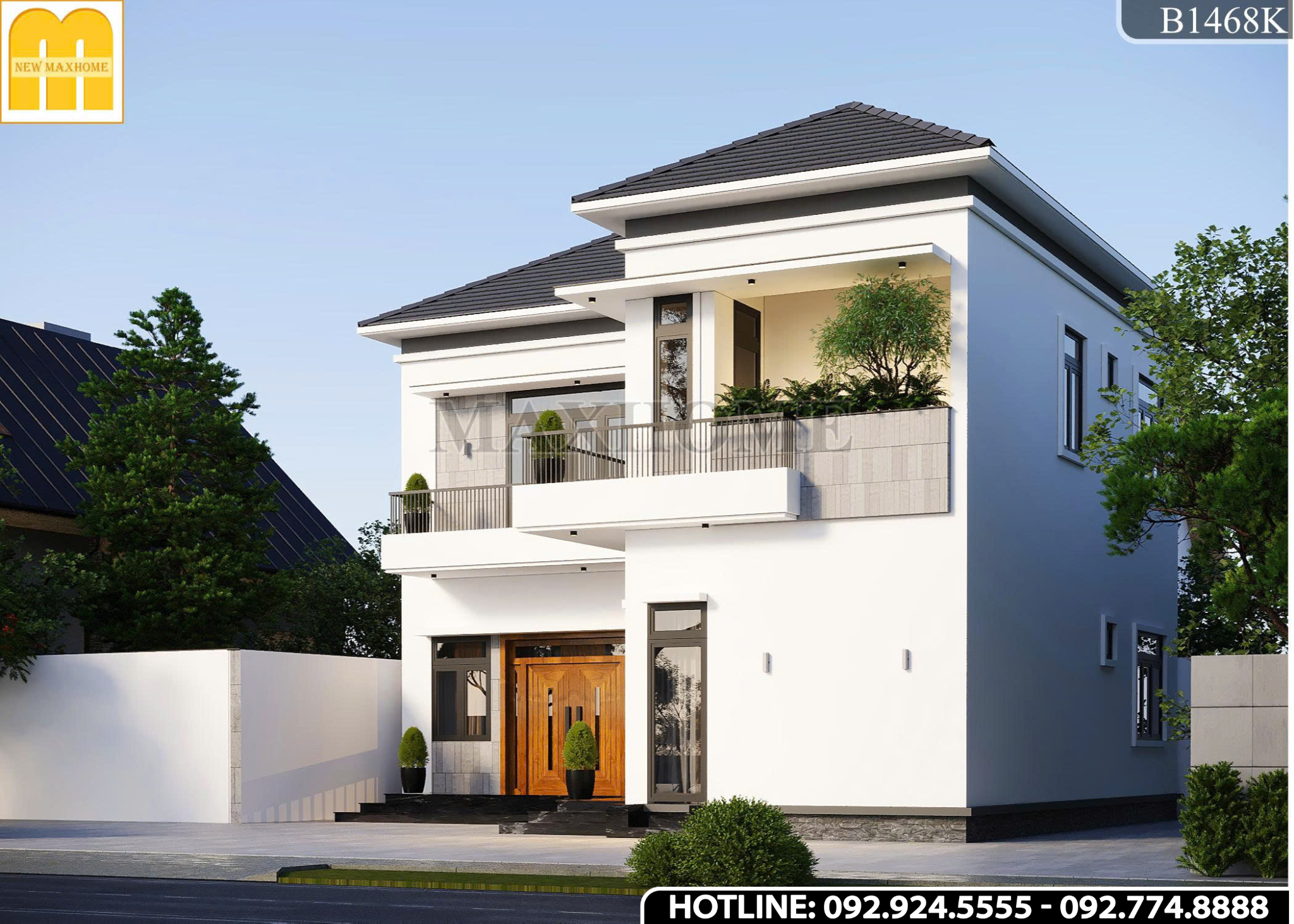 Nhà 2 tầng mái Nhật chữ L