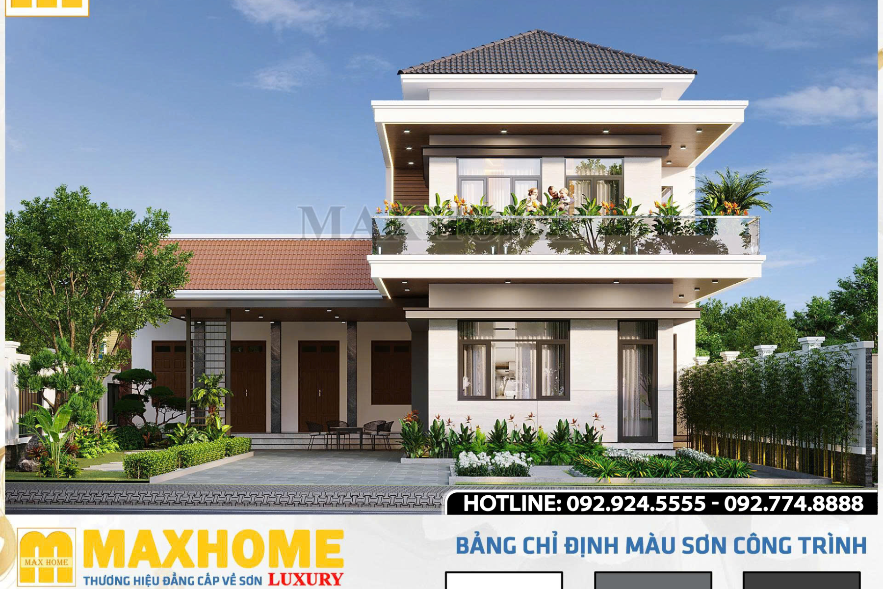 Mẫu nhà 2 tầng mái Nhật đơn giản