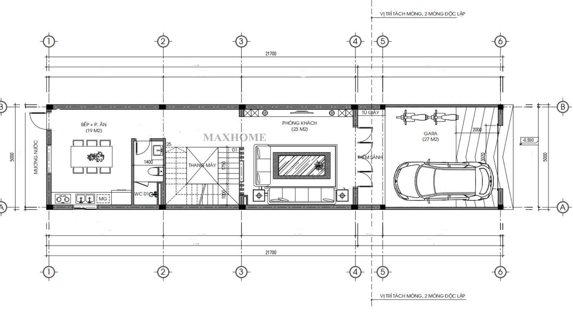 Mặt bằng công năng sử dụng tầng 1