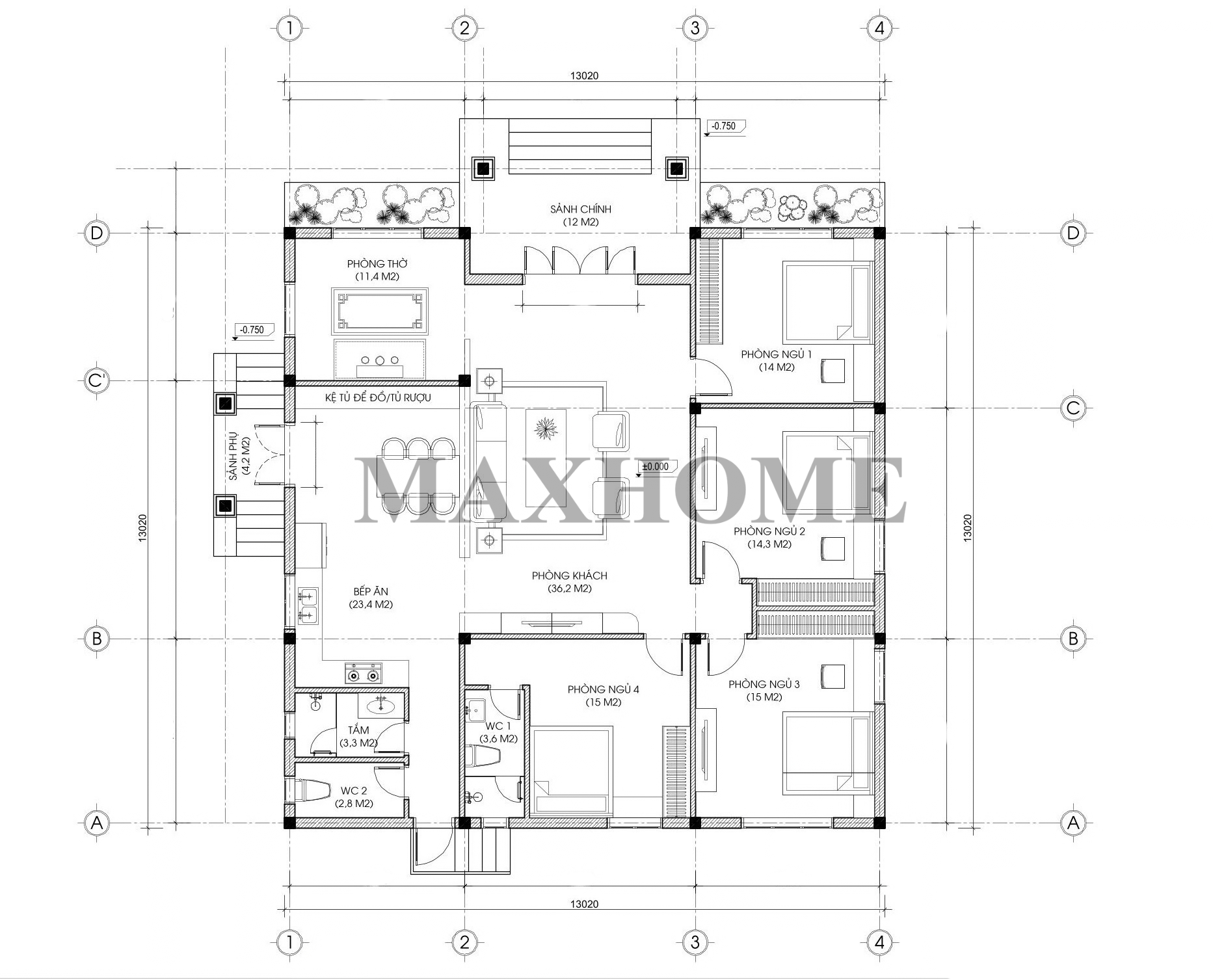 Chiêm ngưỡng mẫu nhà vườn cấp 4 tân cổ điển mái Nhật siêu đẹp | MH47195