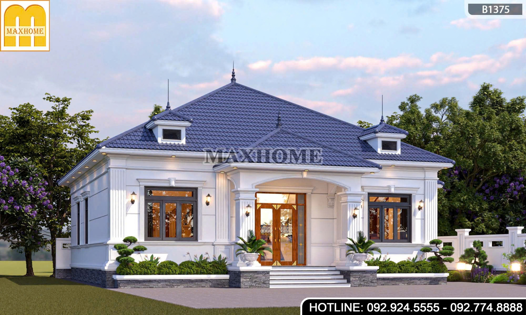 Chiêm ngưỡng mẫu nhà vườn cấp 4 tân cổ điển mái Nhật siêu đẹp | MH47195