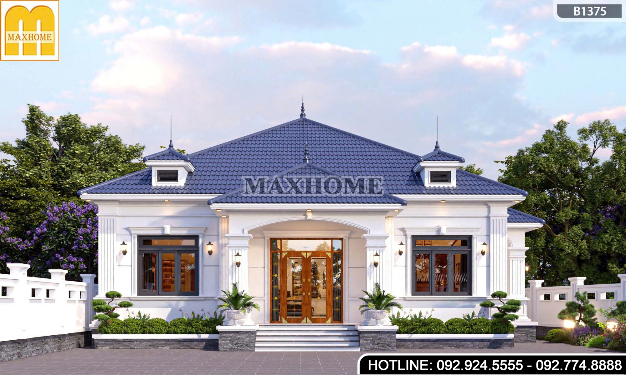 Chiêm ngưỡng mẫu nhà vườn cấp 4 tân cổ điển mái Nhật siêu đẹp | MH47195
