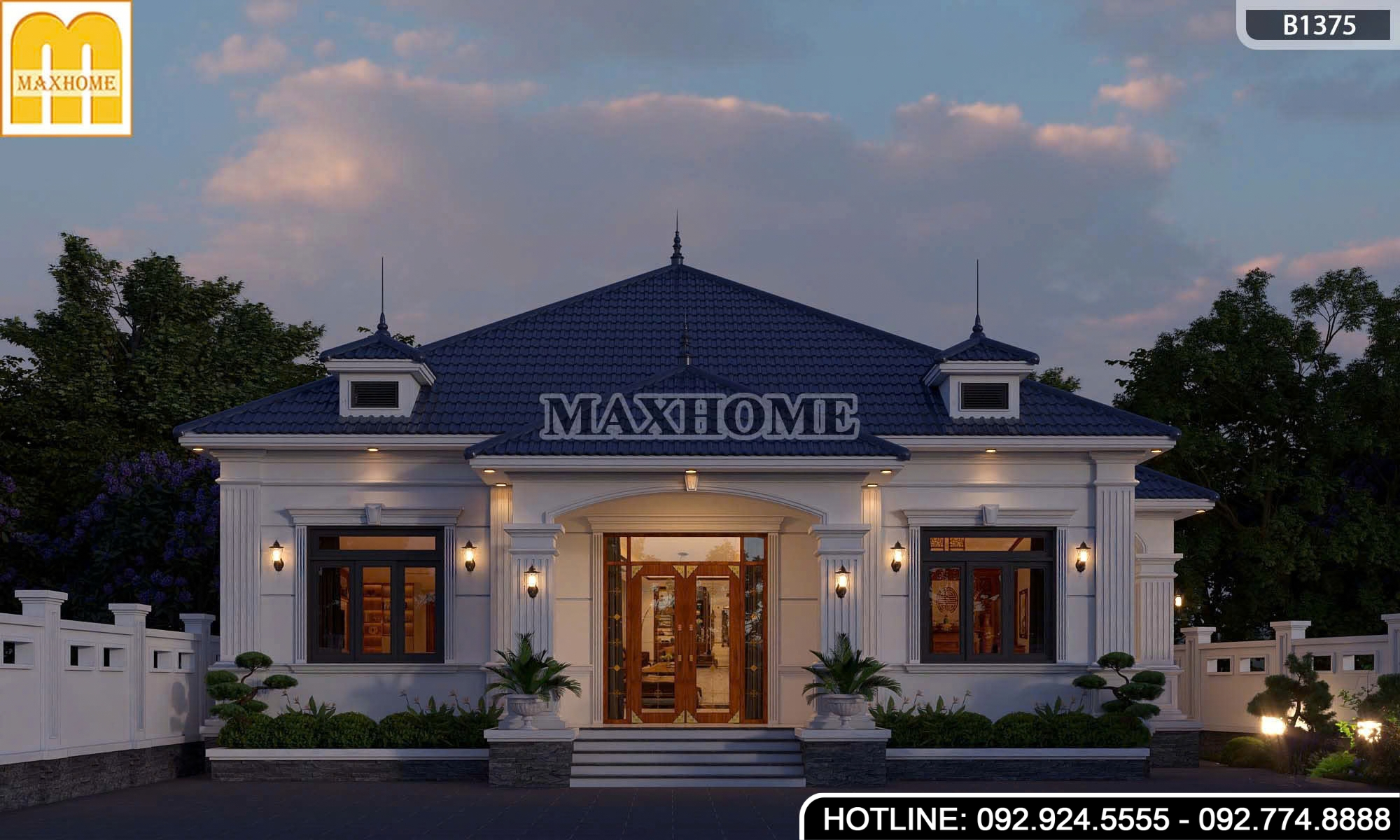 Chiêm ngưỡng mẫu nhà vườn cấp 4 tân cổ điển mái Nhật siêu đẹp | MH47195