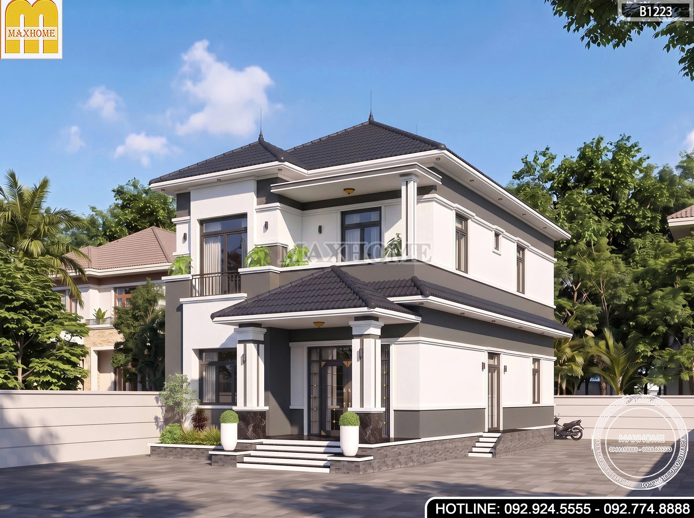 HOT ! Thiết kế 2 tầng mái Nhật được ưa chuộng 2026 | MH47136