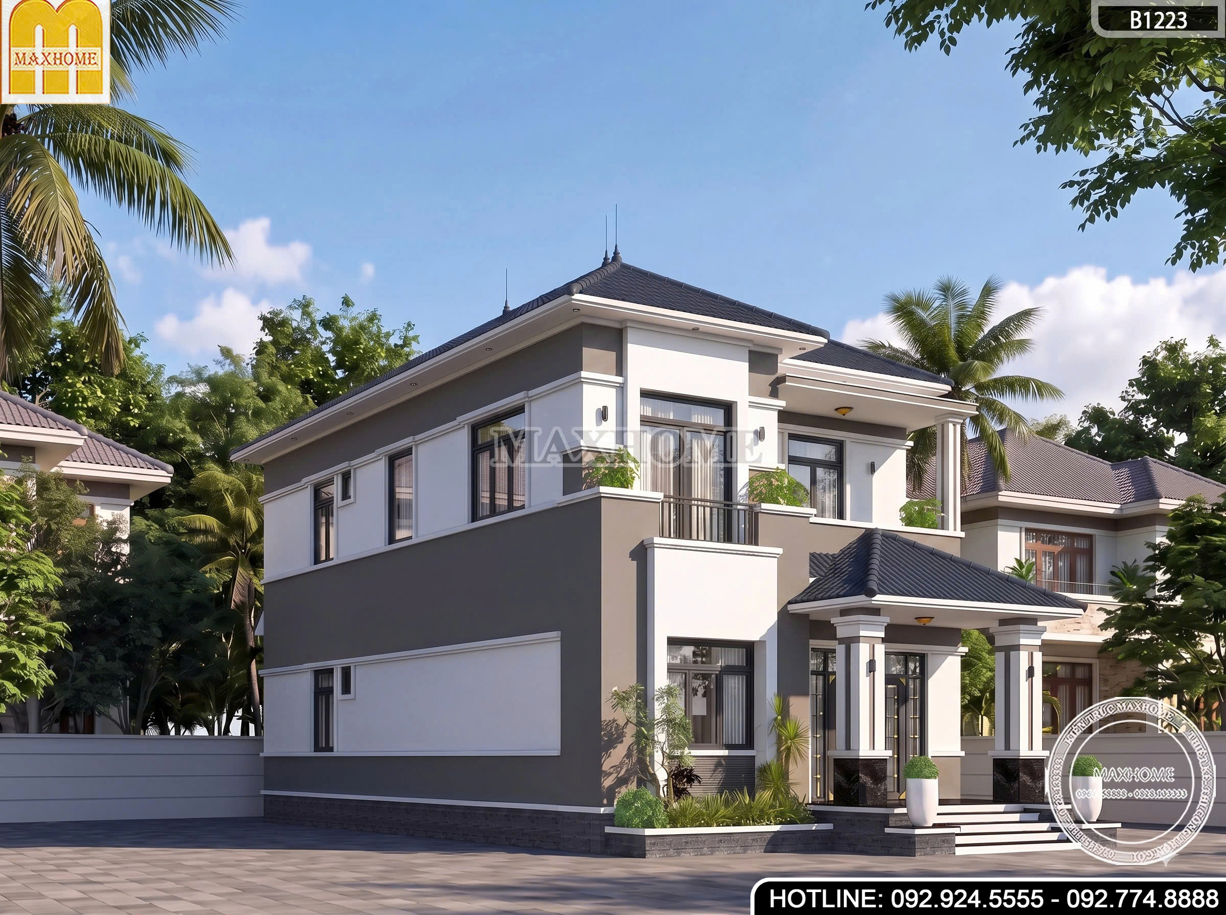 HOT ! Thiết kế 2 tầng mái Nhật được ưa chuộng 2026 | MH47136