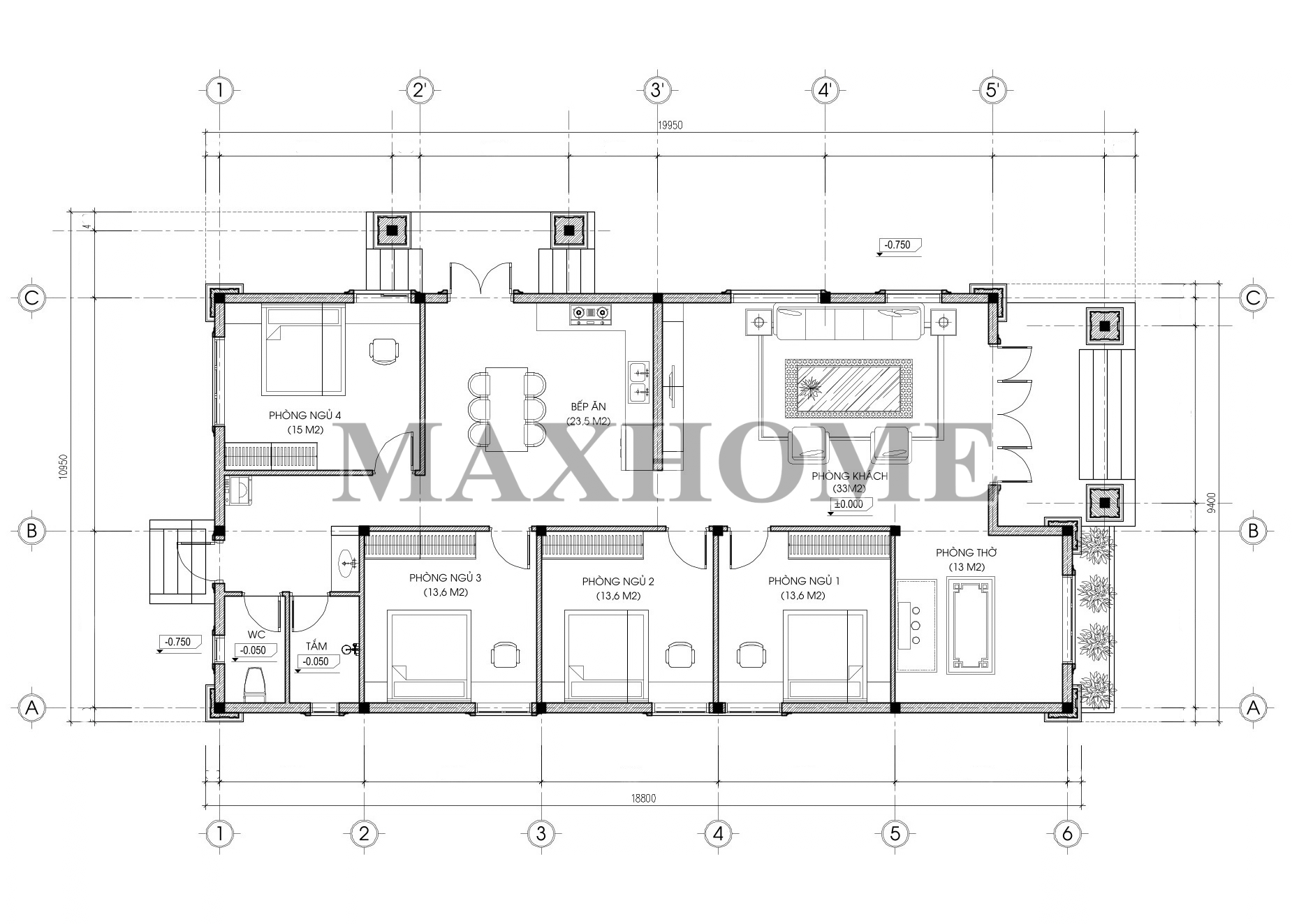Mẫu mái Thái tân cổ điển đầy đủ tiện nghi, thu hút người xem | MH47073