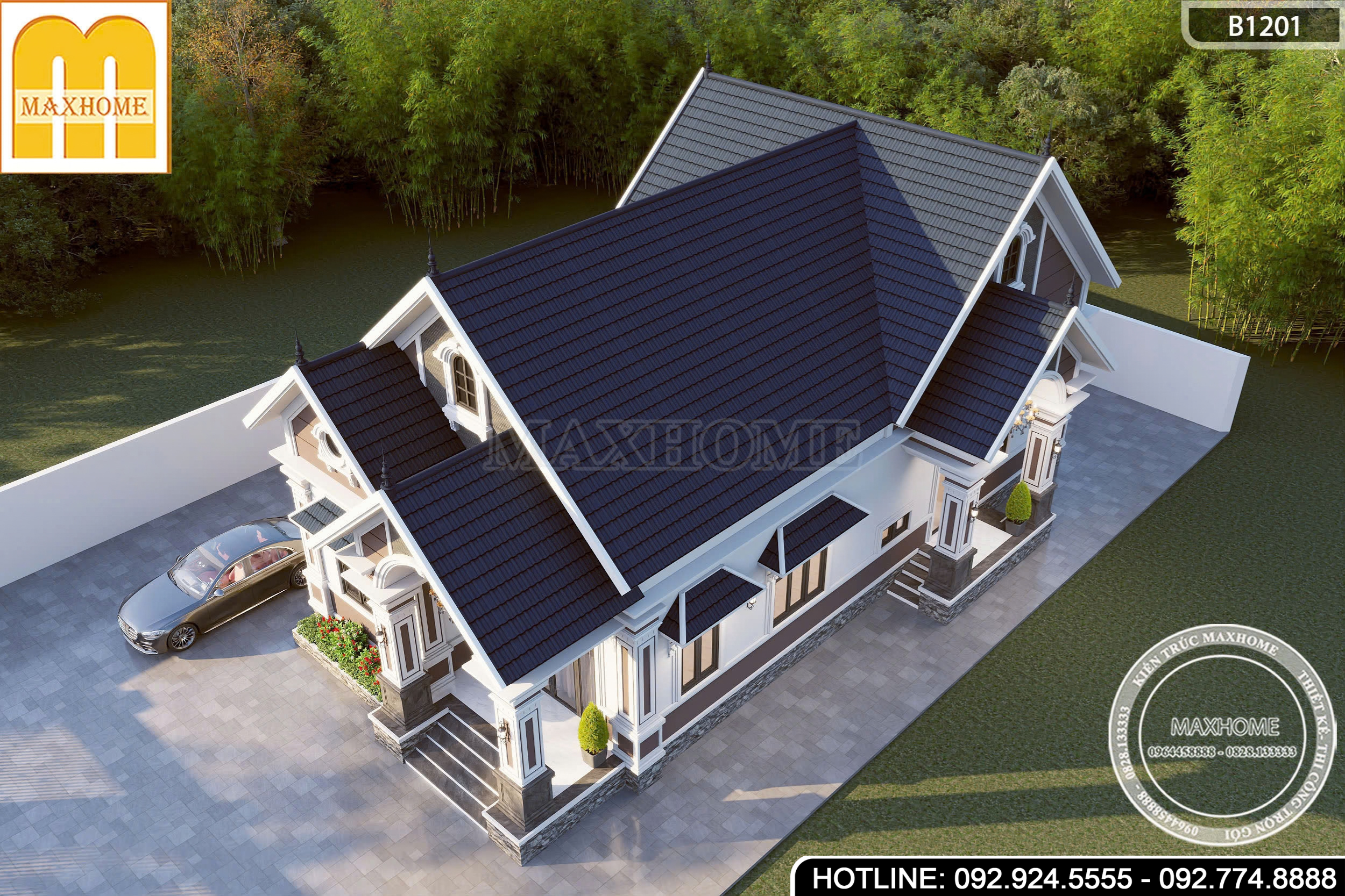 Mẫu mái Thái tân cổ điển đầy đủ tiện nghi, thu hút người xem | MH47073
