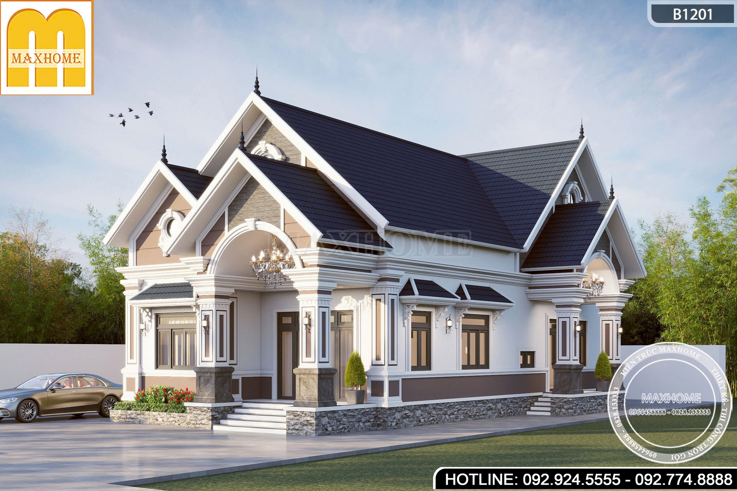 Mẫu mái Thái tân cổ điển đầy đủ tiện nghi, thu hút người xem | MH47073