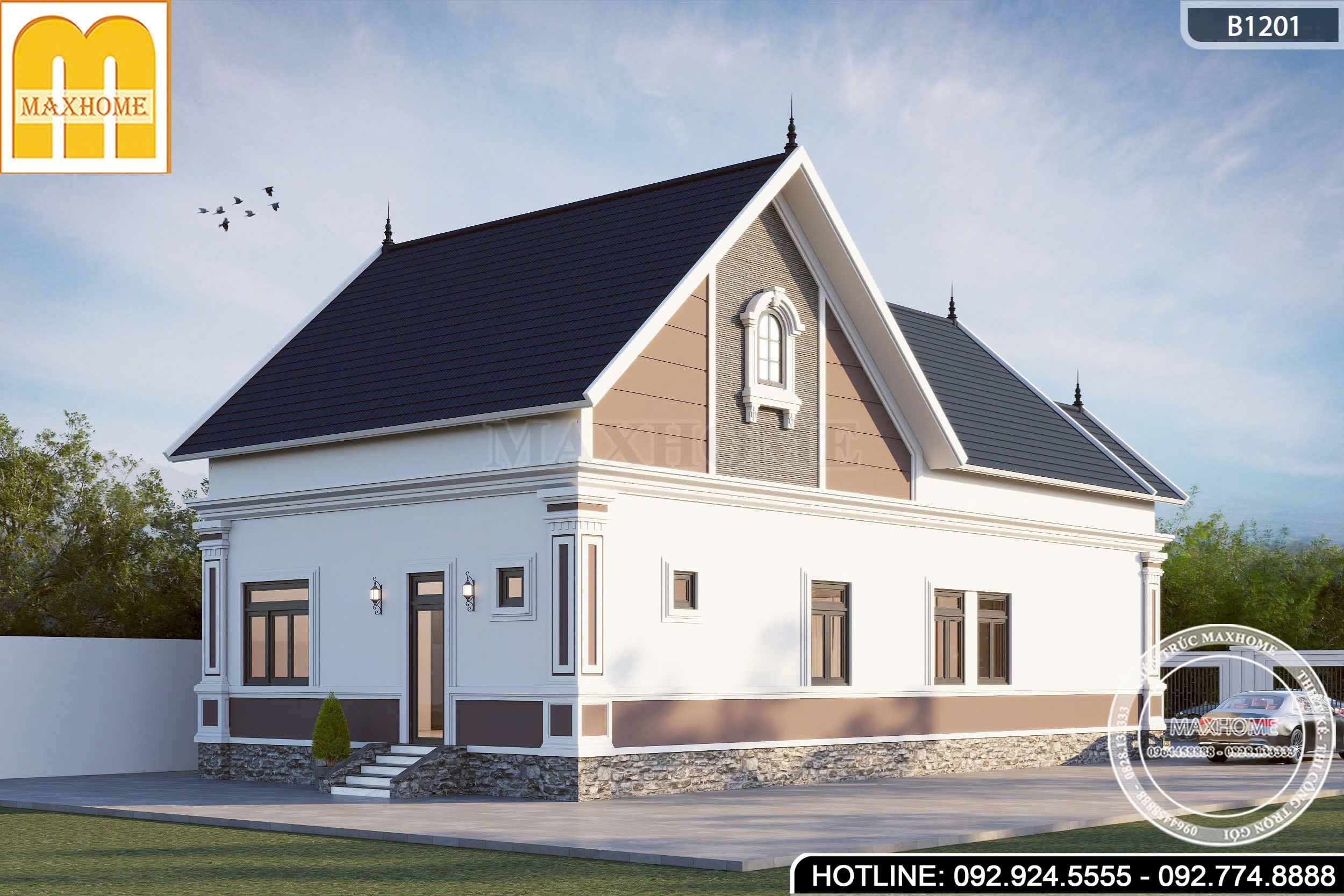 Mẫu mái Thái tân cổ điển đầy đủ tiện nghi, thu hút người xem | MH47073
