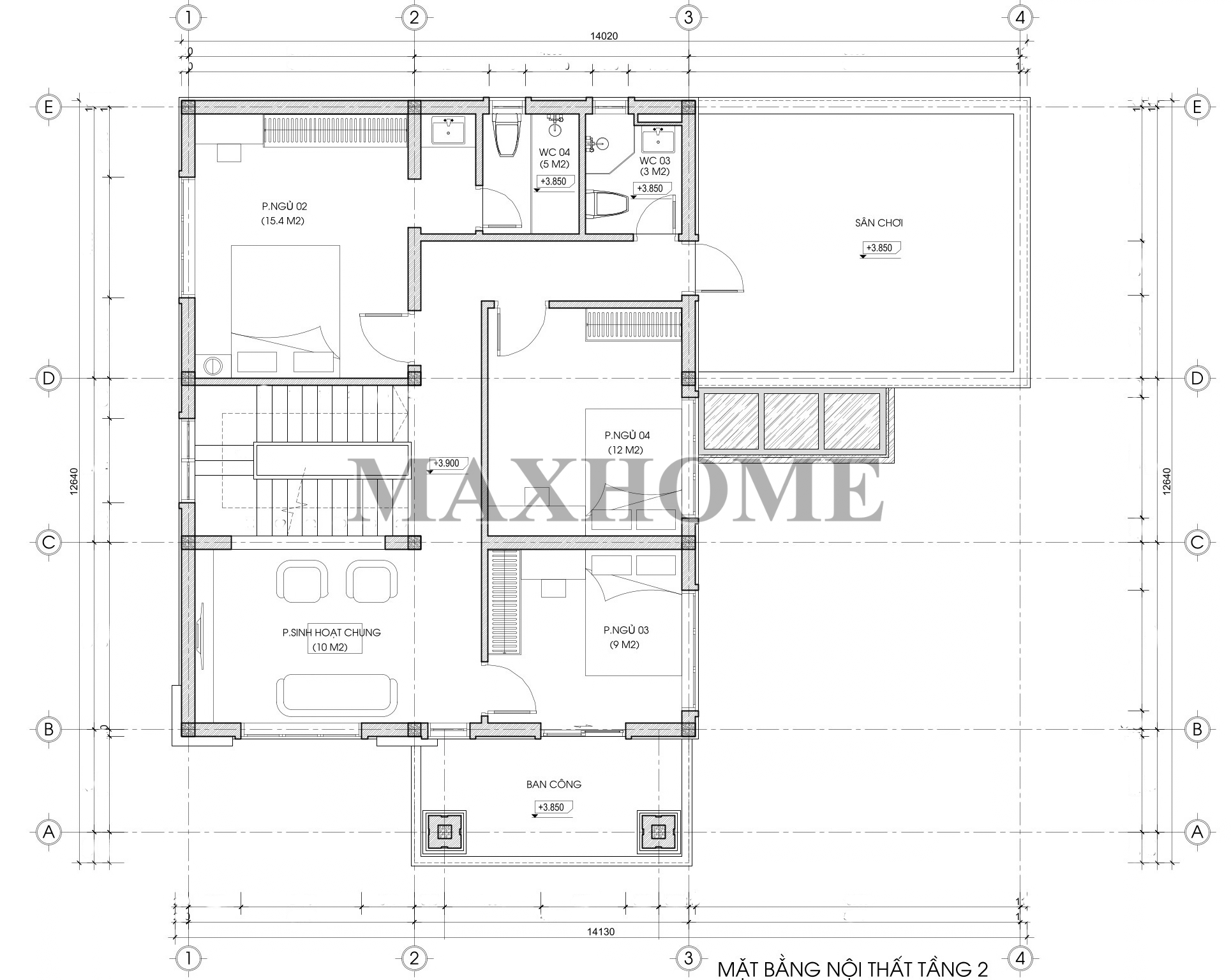 Mẫu nhà 2 tầng mái Nhật hiện đại, phòng ăn riêng biệt | MH47183