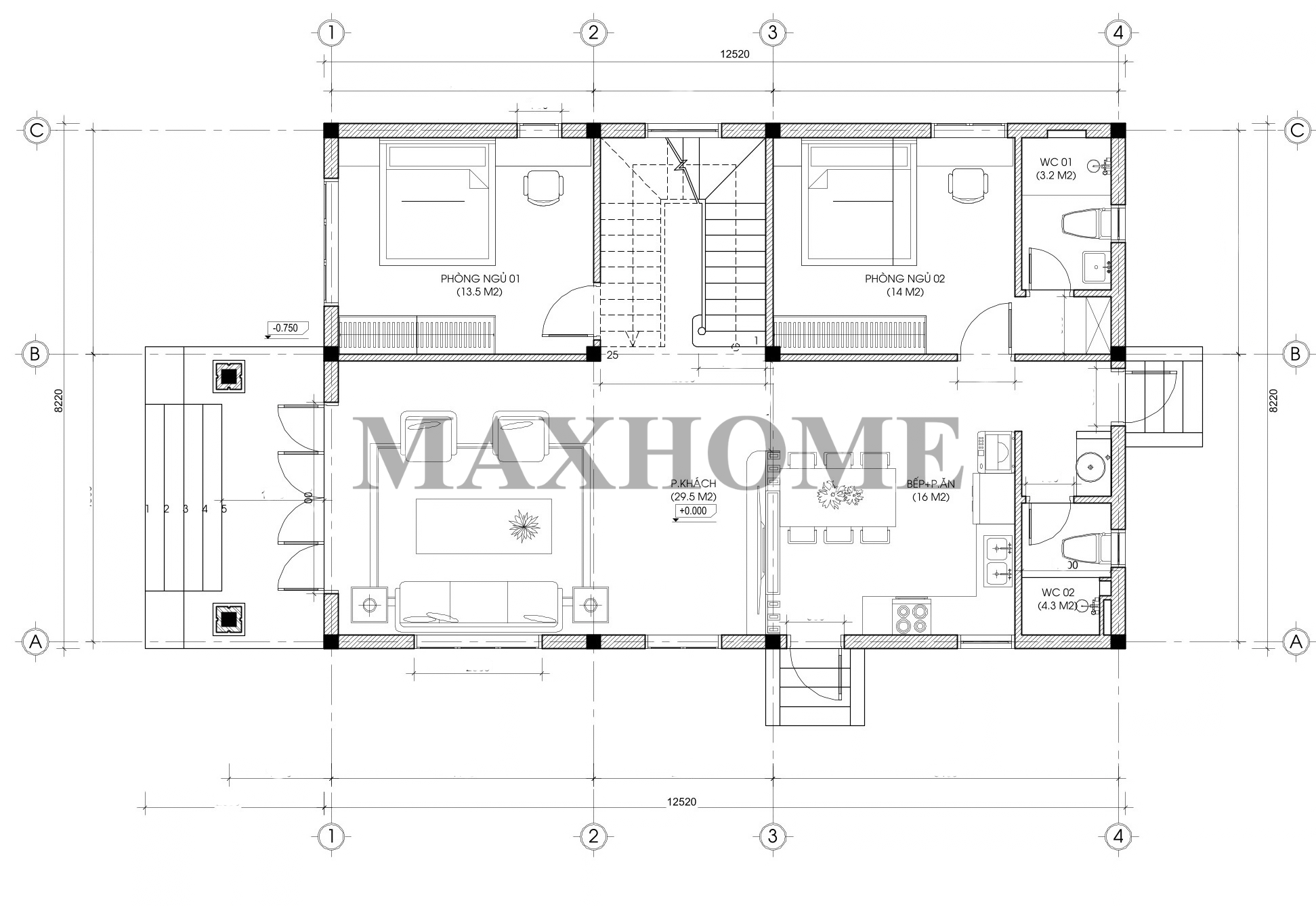 Mẫu Nhà 2 Tầng Mái Nhật Tân Cổ Điển Đơn Giản Mà Tinh Tế | MH47217