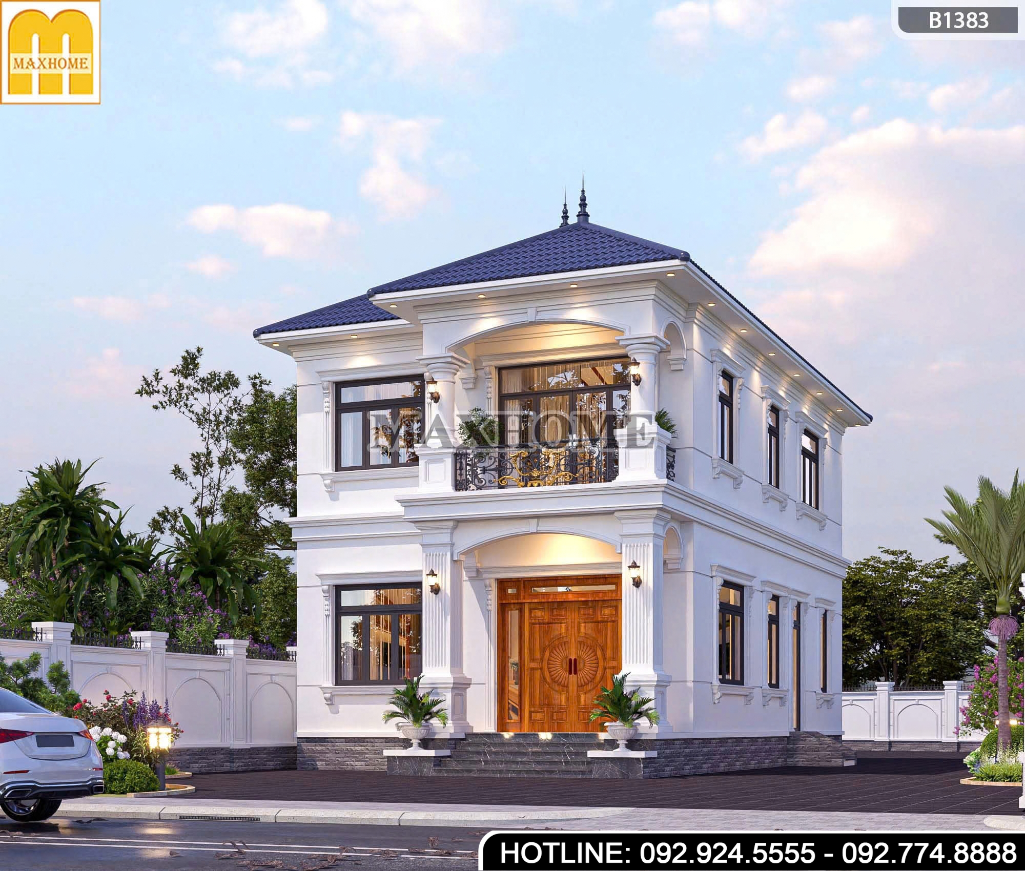 Mẫu Nhà 2 Tầng Mái Nhật Tân Cổ Điển Đơn Giản Mà Tinh Tế | MH47217