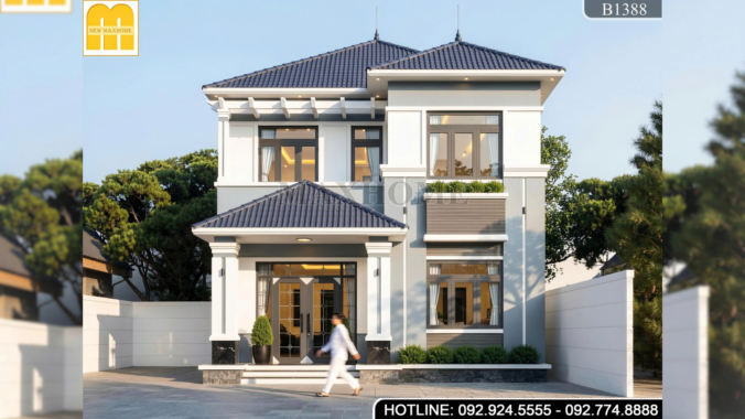 Mẫu nhà vườn 2 tầng mái Nhật tuyệt đẹp khiến ai cũng mê