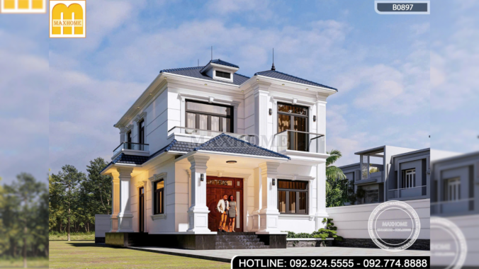 Mê mẩn ngoại thất tuyệt đẹp của mẫu nhà vườn 2 tầng mái Nhật | MH47130