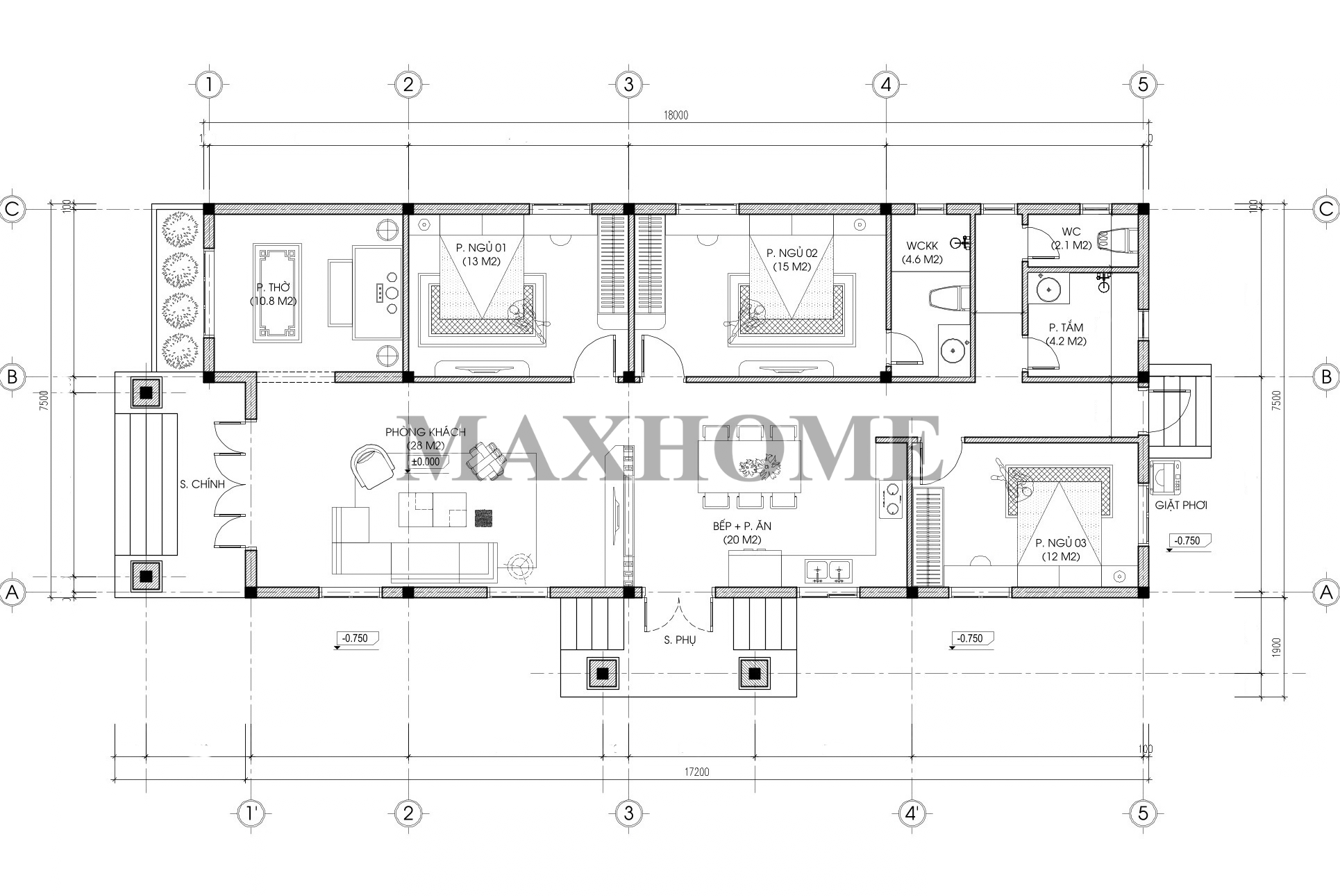 Toàn bộ hệ thống cửa sổ của ngôi nhà được sử dụng nhôm kính Xingfa cao cấp, góp p
