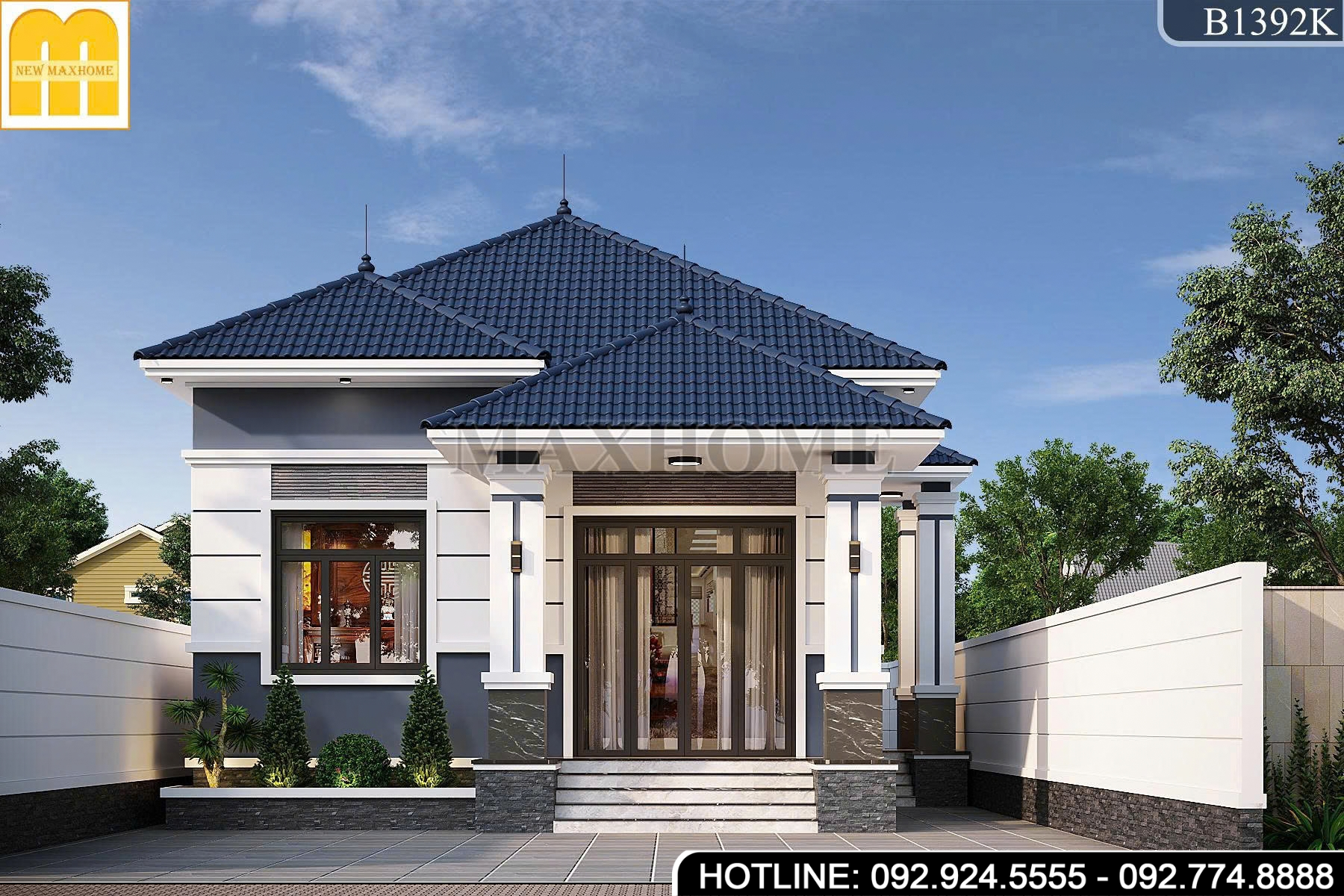 Thiết kế mẫu cấp 4 mái Nhật bền, đẹp, tiết kiệm chi phí | MH47221