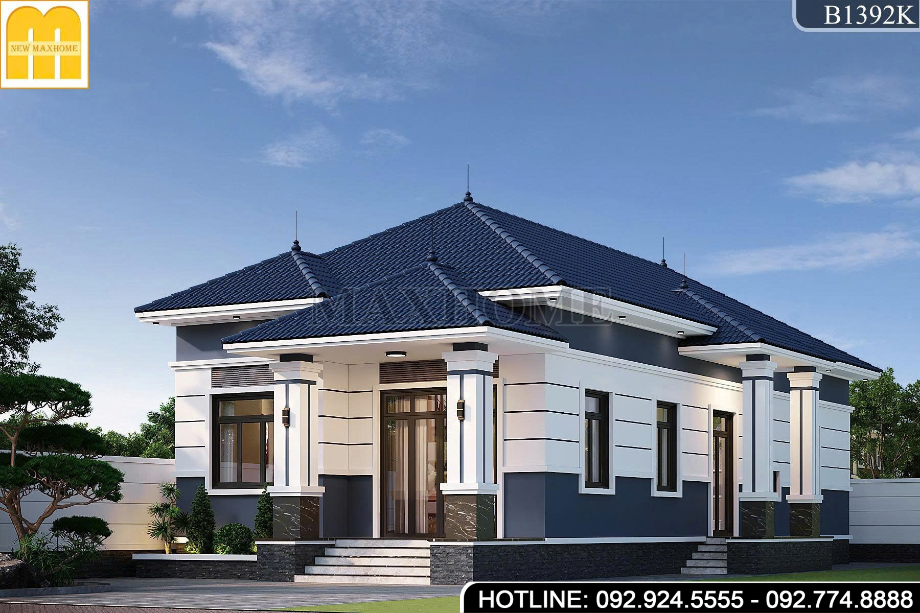 Thiết kế mẫu cấp 4 mái Nhật bền, đẹp, tiết kiệm chi phí | MH47221