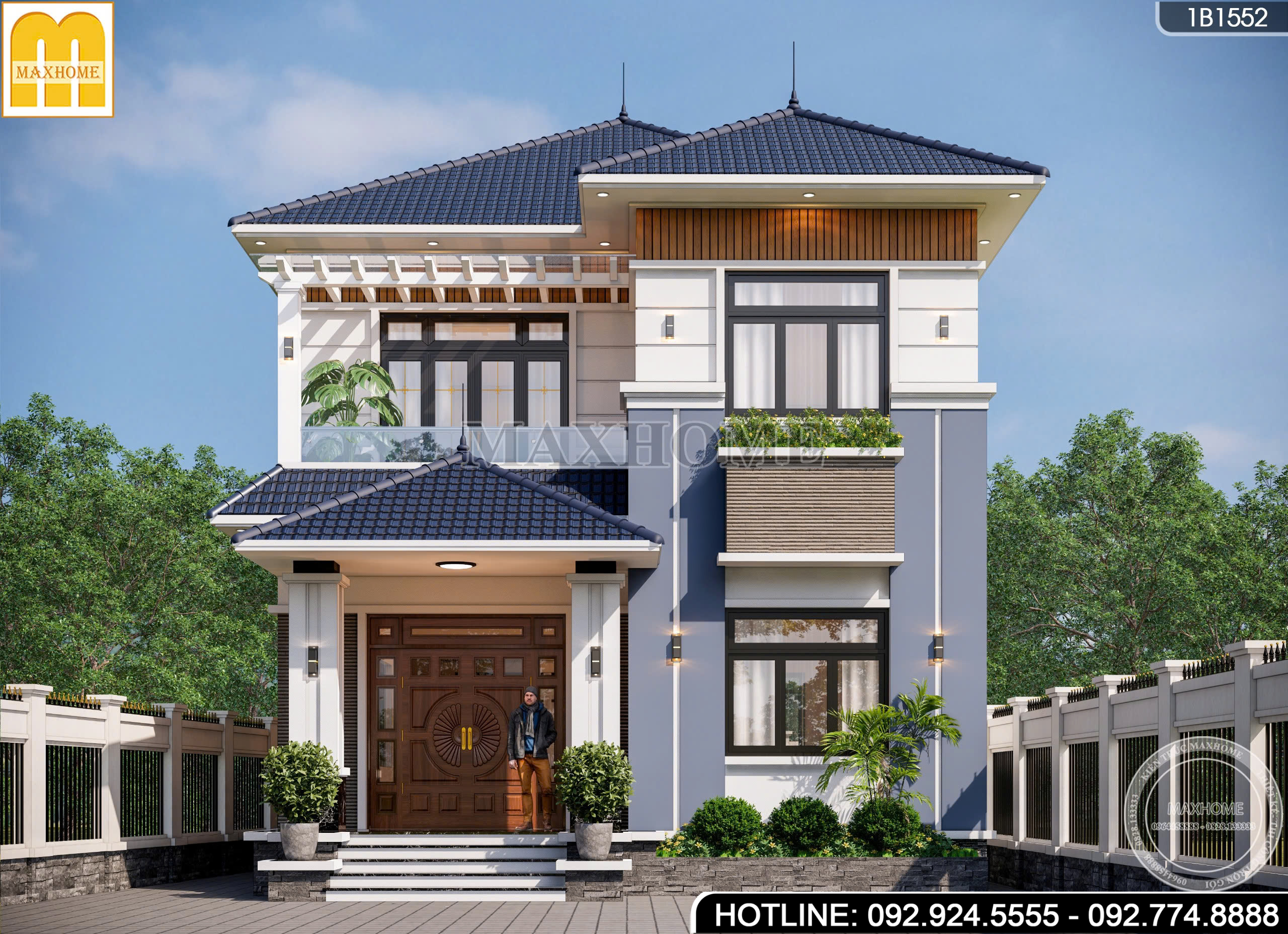 Thiết kế mẫu nhà 2 tầng mái Nhật hiện đại, sang trọng, khó rời mắt | MH04076